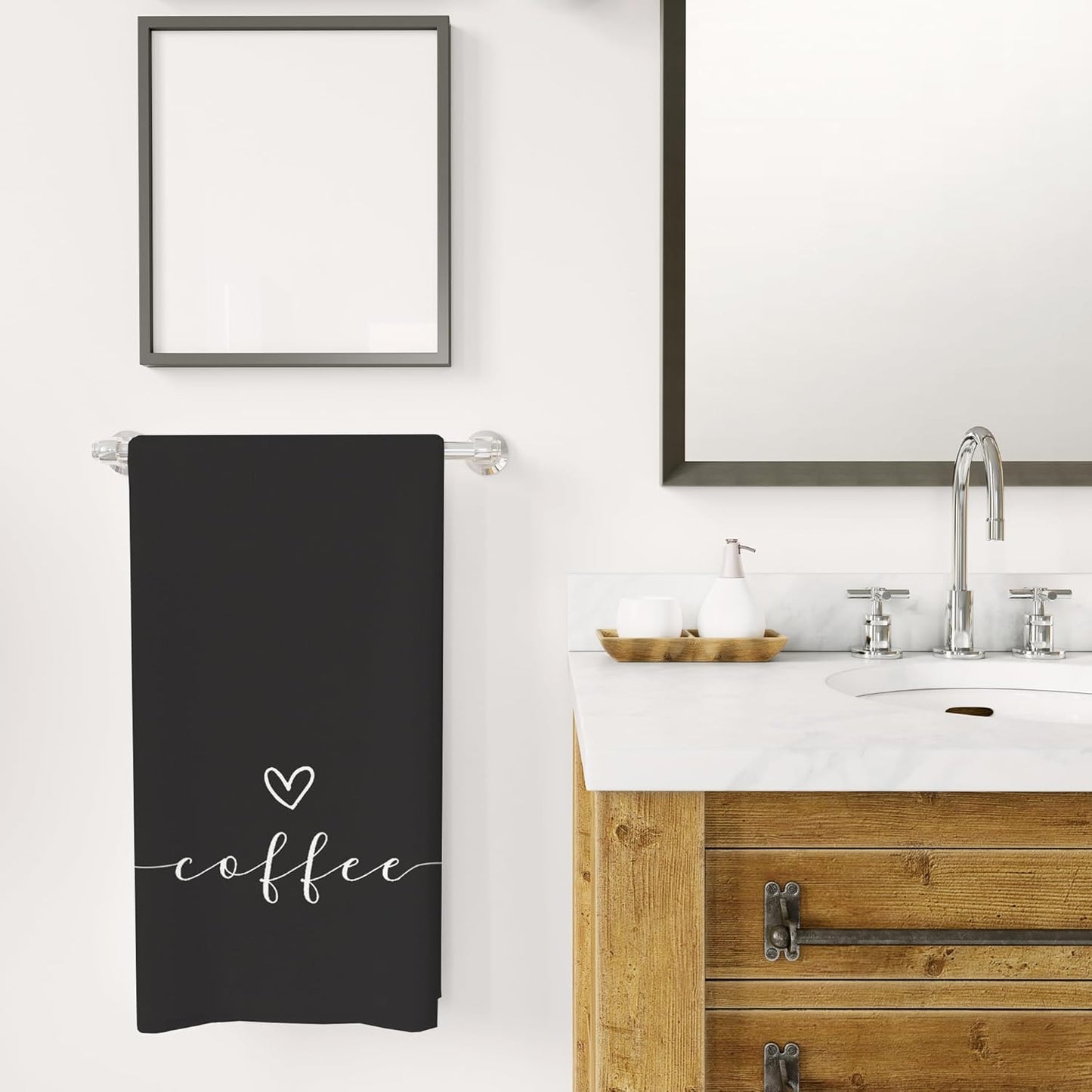 Coffee Decor Kitchen Towels - Bar Dish Towels, Gifts for Coffee Lovers, 1624 Inches (Black)