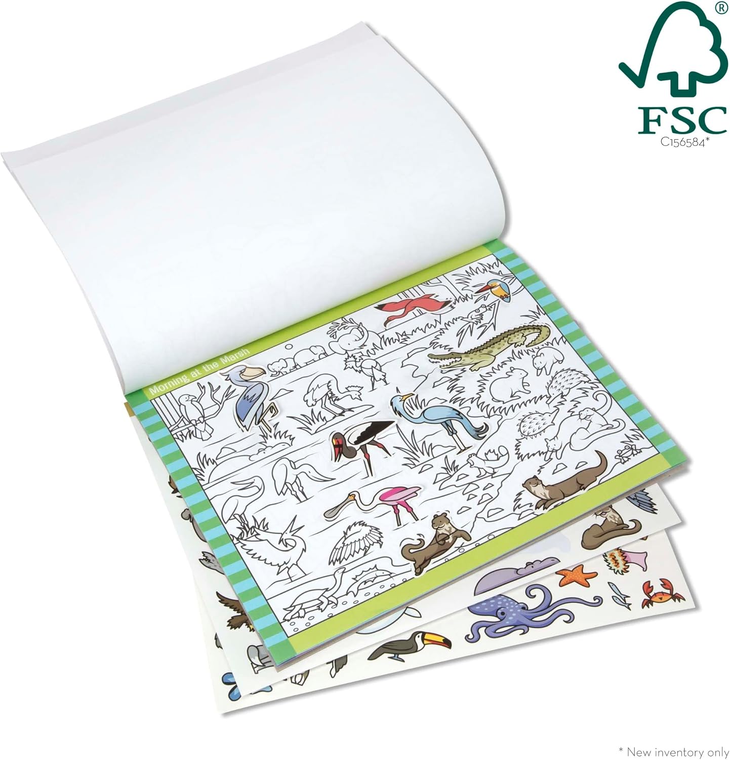 Melissa & Doug Seek & Find Sticker Pad – Animals, 400+ Stickers & 14 Scenes to Color, Search & Find Sticker Activity Pad for Coloring & Matching, Creative Learning Toys for Kids 4+ - FSC Certified