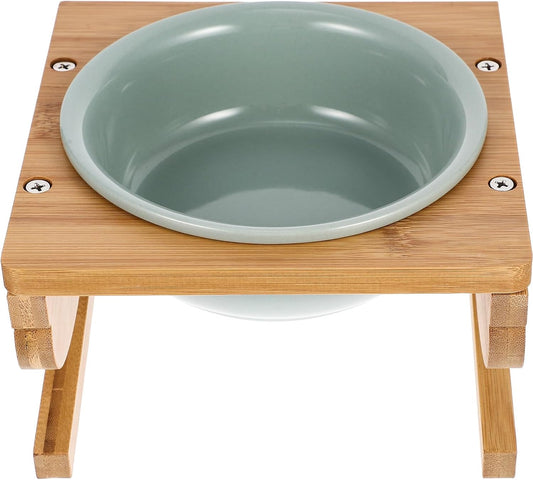 Milisten Ceramic Elevated Cat Bowl with Stand 15cm 600ml Whisker-Friendly Feeding Dish for Household Cats Indoor Pet Food Bowl