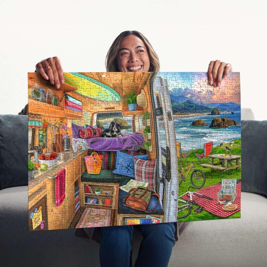 Ravensburger - Rig Views - 500 Piece Large Format Jigsaw Puzzle - Stunning Imagery - Bold Colors & Intricate Details - Adventure in Van Life - Premium Quality - Puzzles for Adults