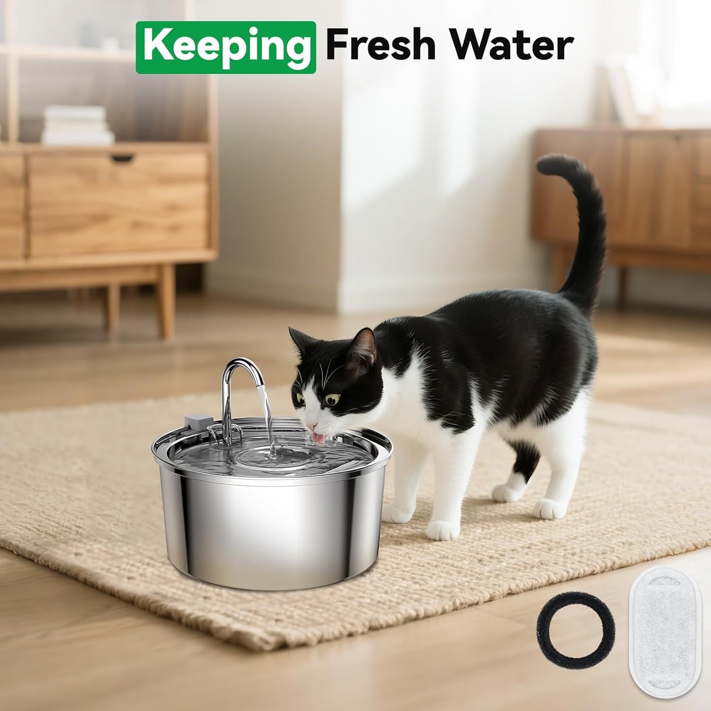 40 Packs for Cat Water Fountain Filters Replacement,Compatible with Tomxcute Cat Fountain Filter for 67oz/2L&108oz/3.2L Dog Water Dispenser (20 Replacement Water Filters & 20 Pre-Filter Sponges)