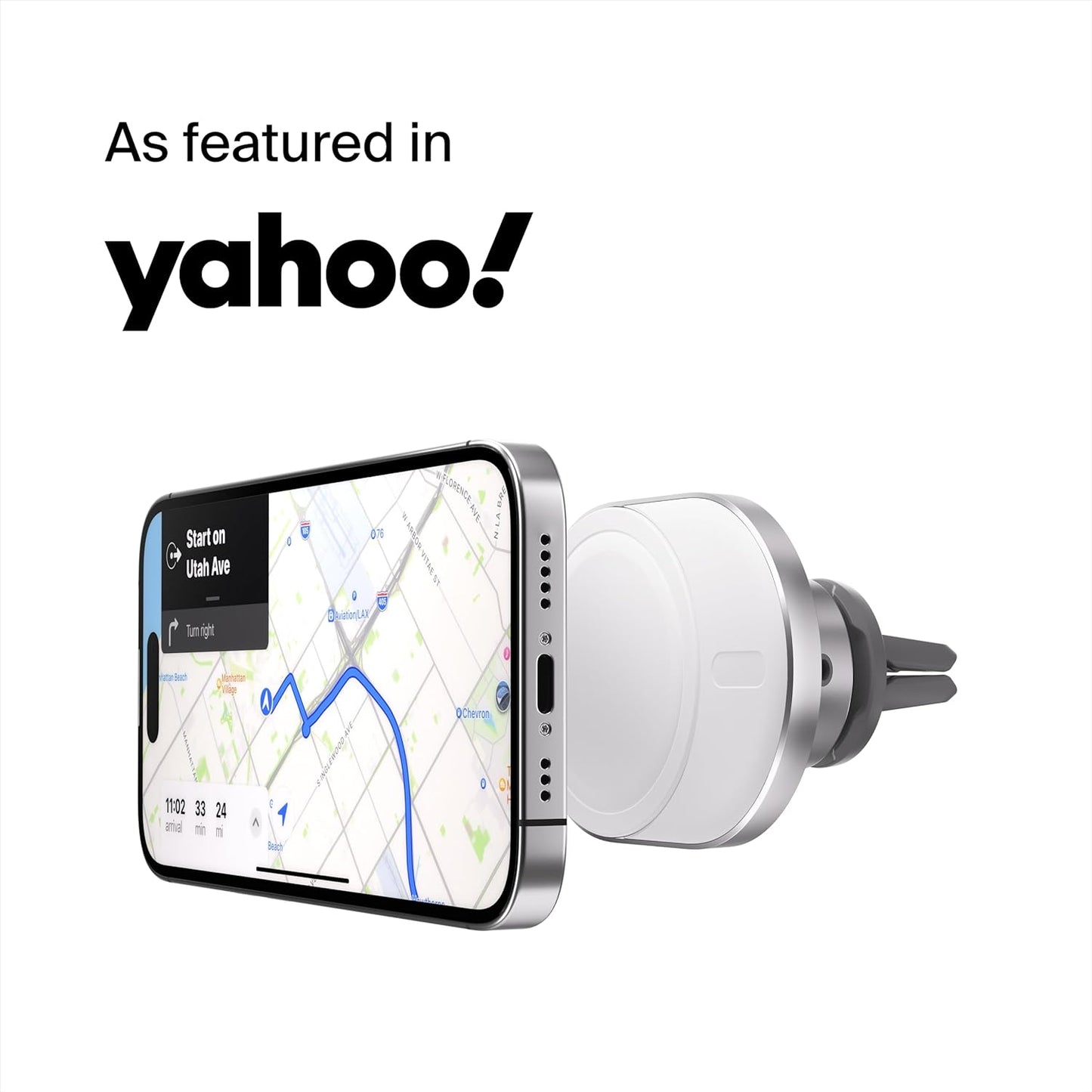 Belkin MagSafe-Compatible Wireless Car Charger 15W, Fast Charging Wireless Charger - Powerful Magnetic Vent Holder for iPhone 17, 16, 15, 14, 13 Series, Pixel 10, Secure Car Phone Mount - White