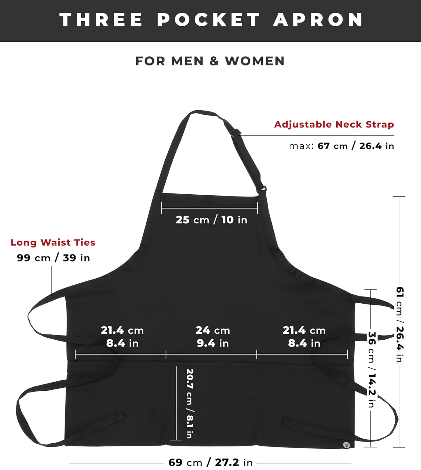 Chef Works Unisex Three Pocket Apron