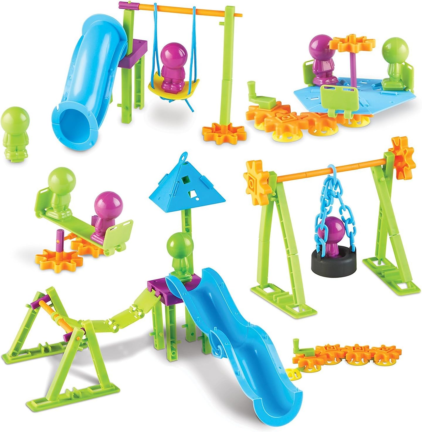 Learning Resources Playground Engineering & Design STEM Set - Kids Games, Building and Construction Gears, Montessori Activities , Critical Thinking Skills, Problem Solving for Boys and Girls
