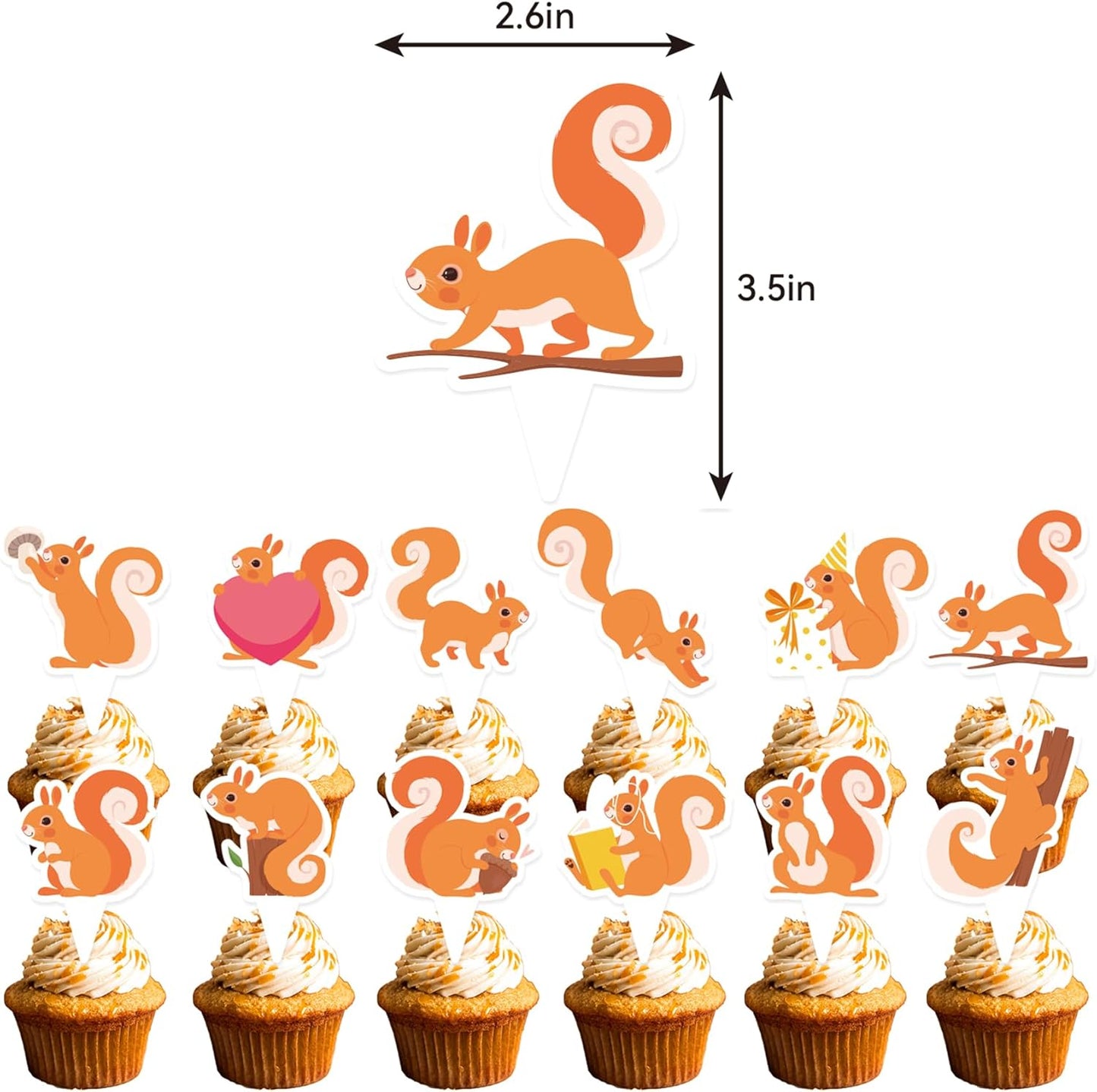Woodland Animals Squirrel Party Supplies - Includes Squirrel Birthday Banner, Cake Topper, Cupcake Toppers & Balloons for Zoo Animals Themed Party