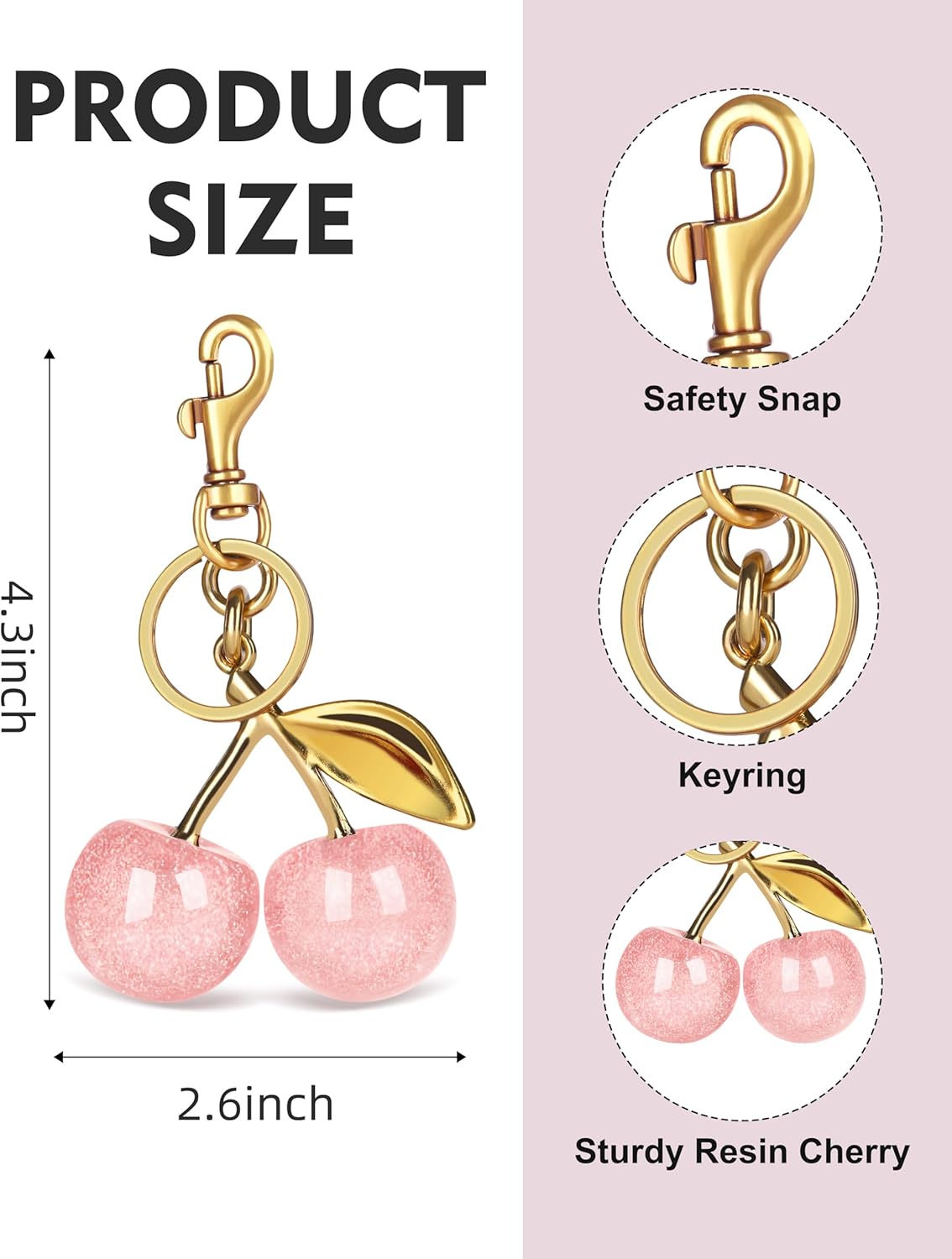 OVRUNS Cherry Bag Charm Cute Cherry Accessories Sparkling Purse Charms for Women