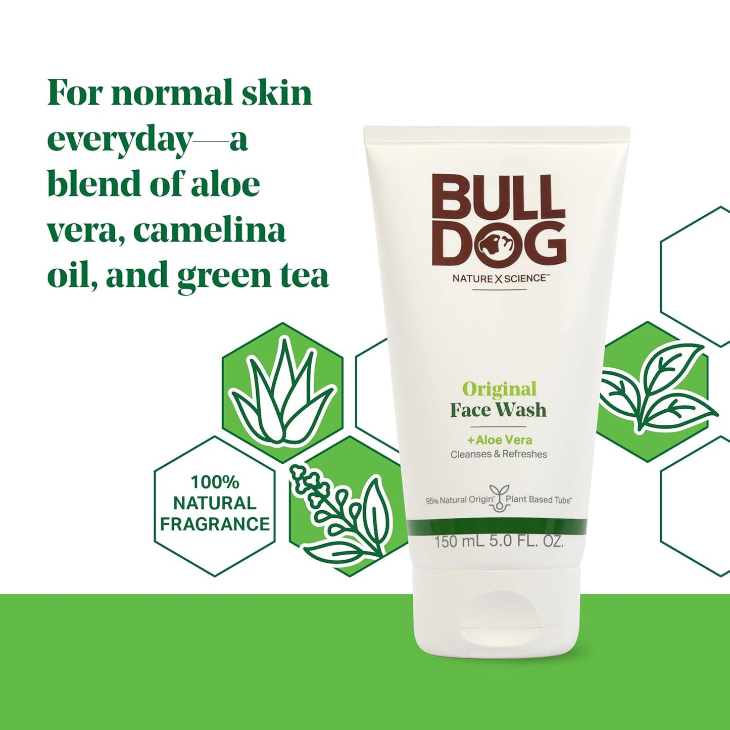 BULLDOG Mens Skincare and Grooming, Original Face Wash, 5 Fluid Ounce