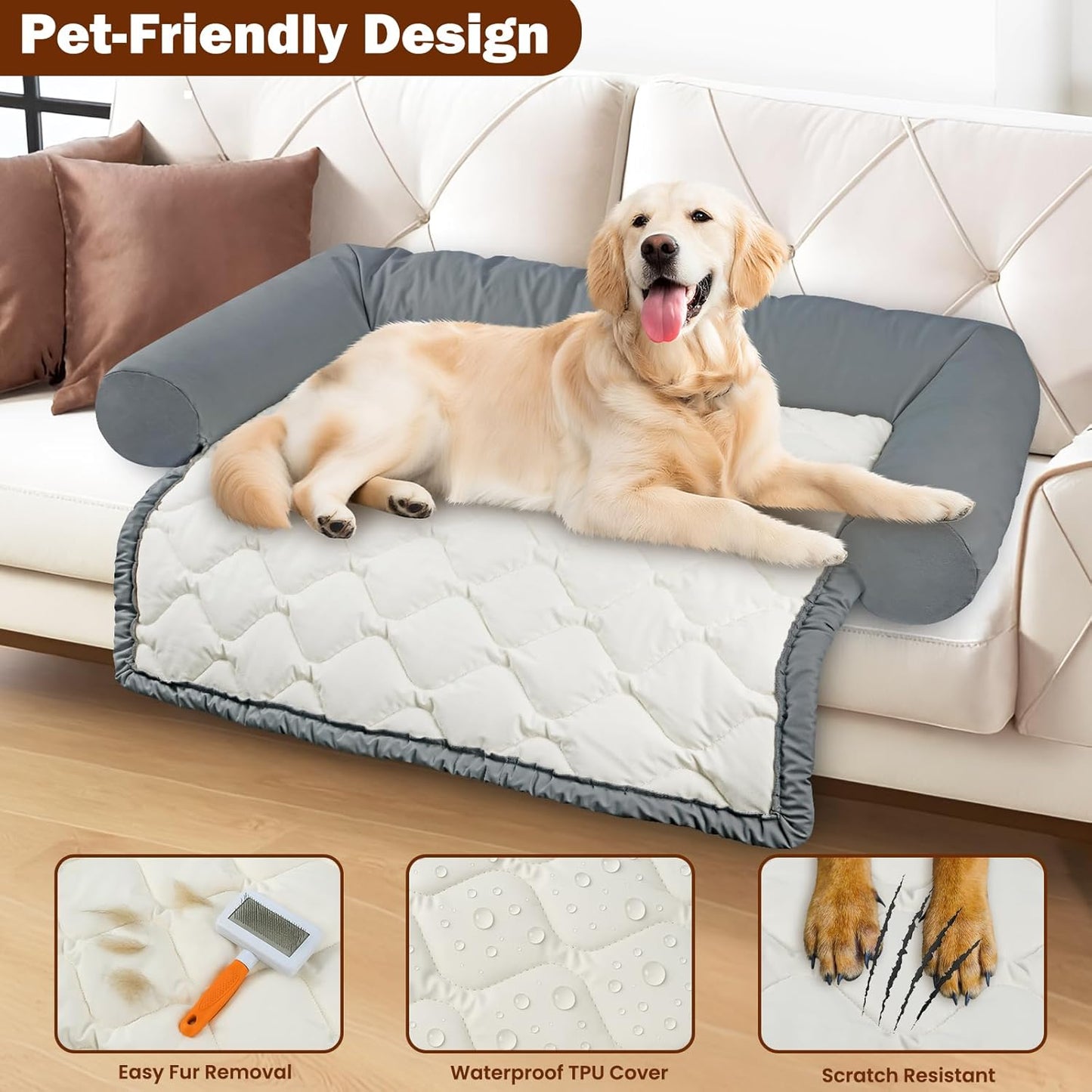 Waterproof Couch Cover for Dogs, Removable Dog Sofa Cover Protector for Pets, Scratch Proof Furniture Protector, Non-Slip Dog Bed Mat, 43.5 * 33.5 Inch, Perfect for Small & Medium Sized Dogs and Cats