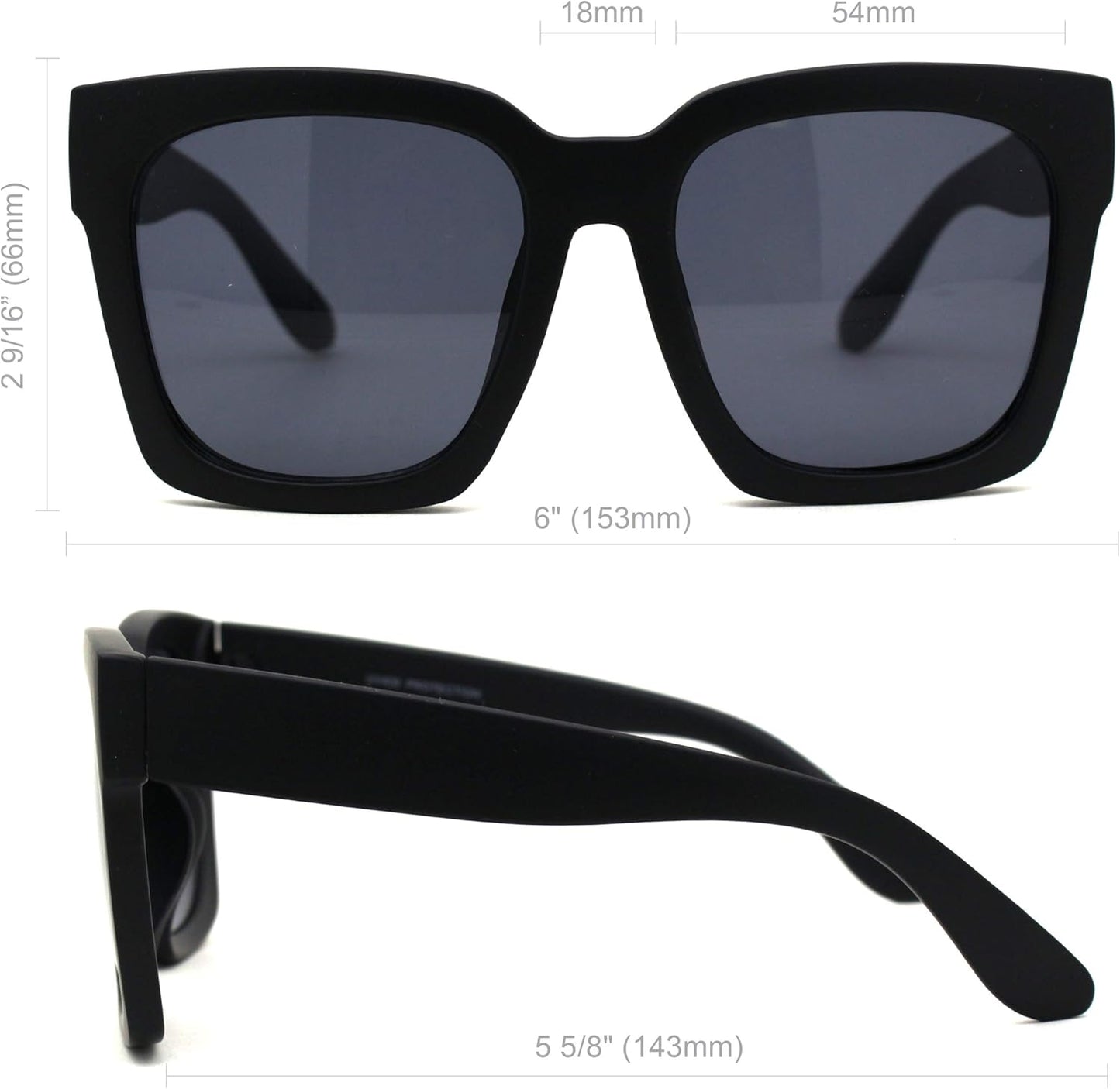 Womens Boyfriend Style XXL Oversize Horned Rim Thick Plastic Sunglasses