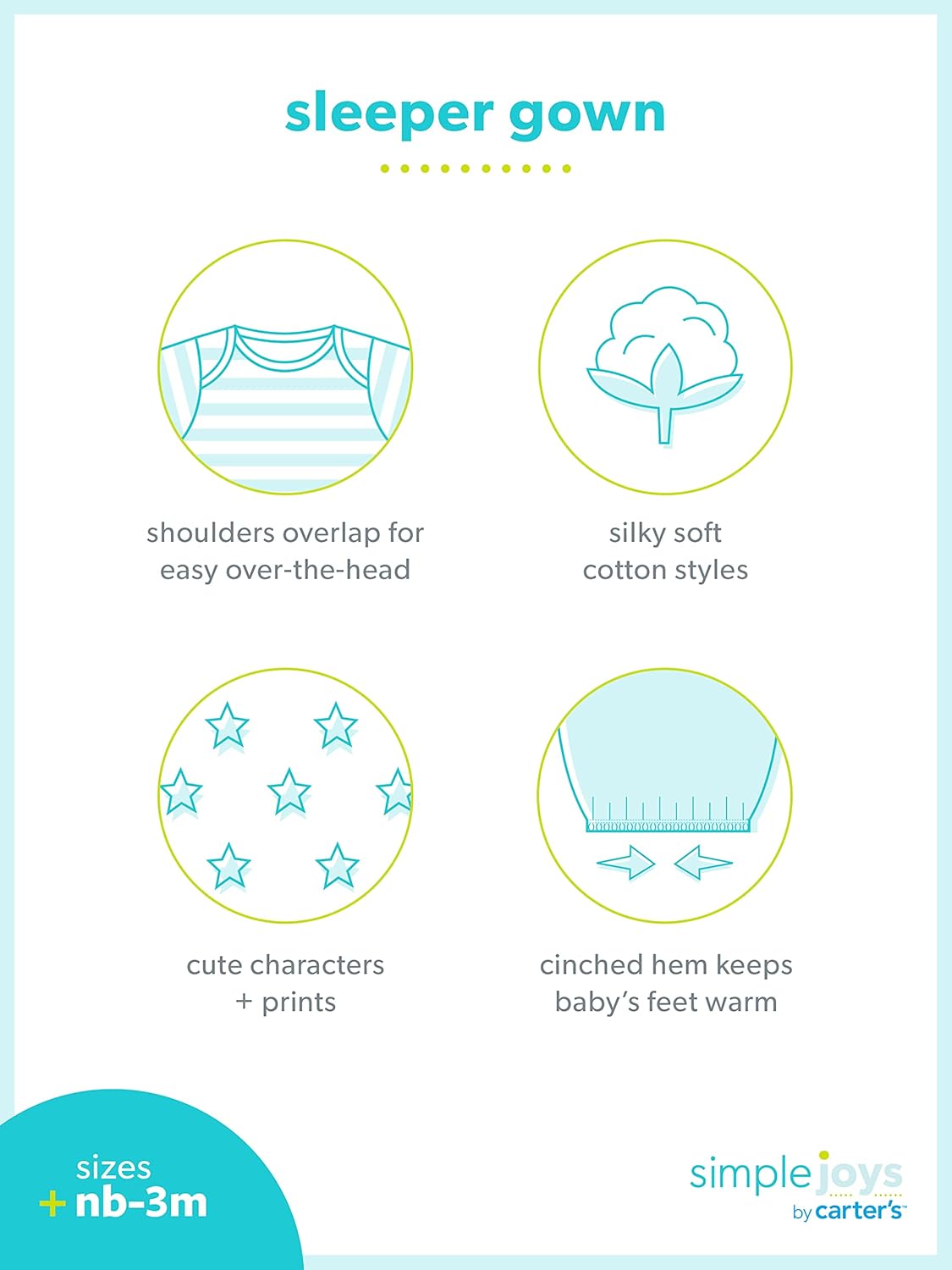 Simple Joys by Carter's Baby Girls' 3-pack Cotton Sleeper Gown