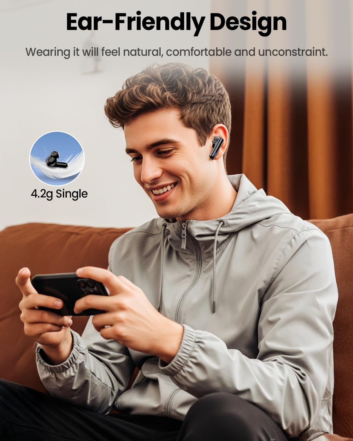 ZIUTY Wireless Earbuds Bluetooth Headphones, ANC/ENC Noise Cancelling, Ear Buds with Multifuntional Touch Screen, 40H Stereo Sound for Sports, IPX7 Clear Calls, 5 EQ for iOS Android (Black)