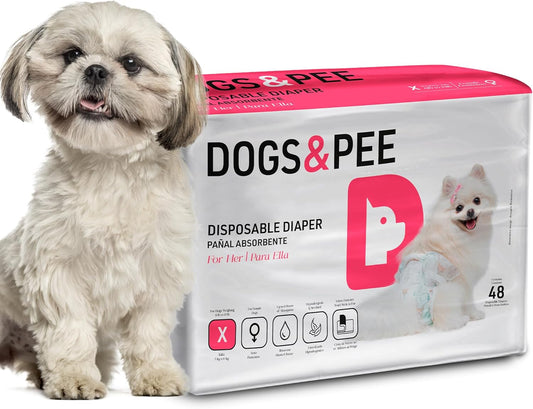 Dog´s Care – Disposable Hygienic Diaper for Female Dogs – Ultra-Absorbent, Comfortable – Size S – 6,6 lbs to 13,2 lbs – 48 Units