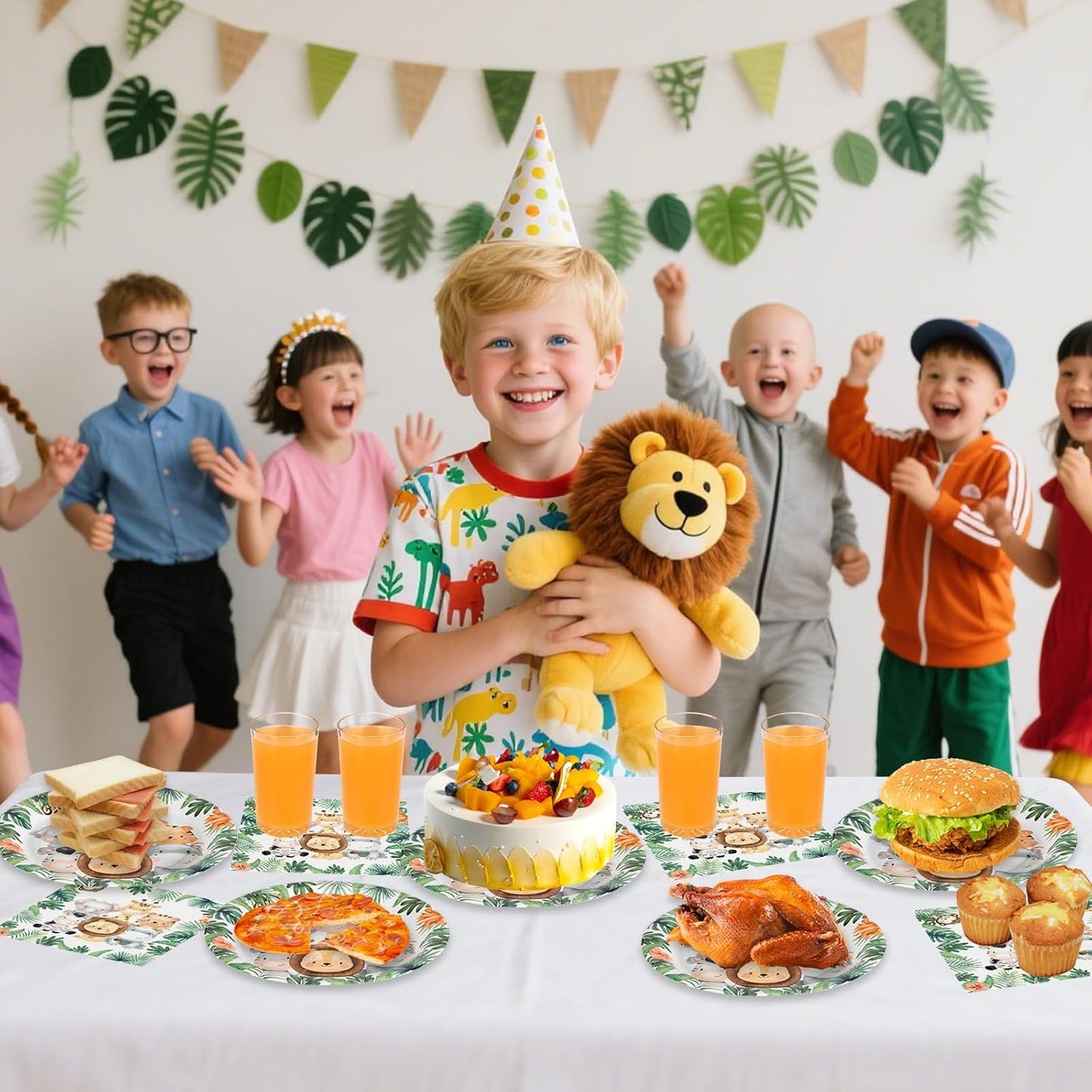 40 Pcs Jungle Animals Party Decorations - Safari Animal Plates and Napkins, Wild Animals Paper Plates Napkins Disposable Tableware Set for Baby Shower Zoo Birthday Party Supplies Favors, Serves 20