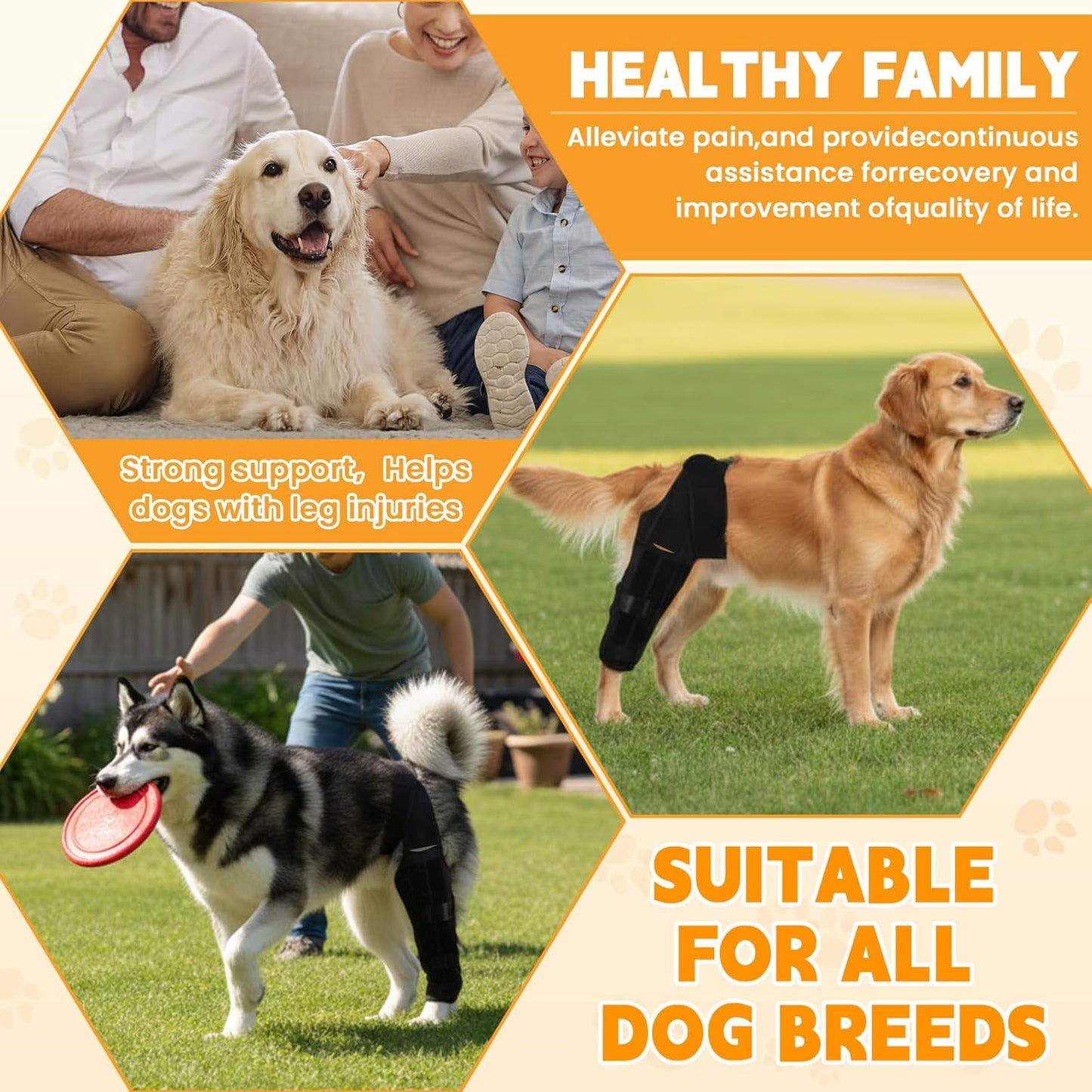Dog Knee Brace for Hind Leg – Adjustable Rear Leg Support with 2 PP Resin Bars, Helps Torn ACL, Ligament Injuries, Luxating Patella & Hip Dysplasia Recovery for Left/Right Hind Leg (S)