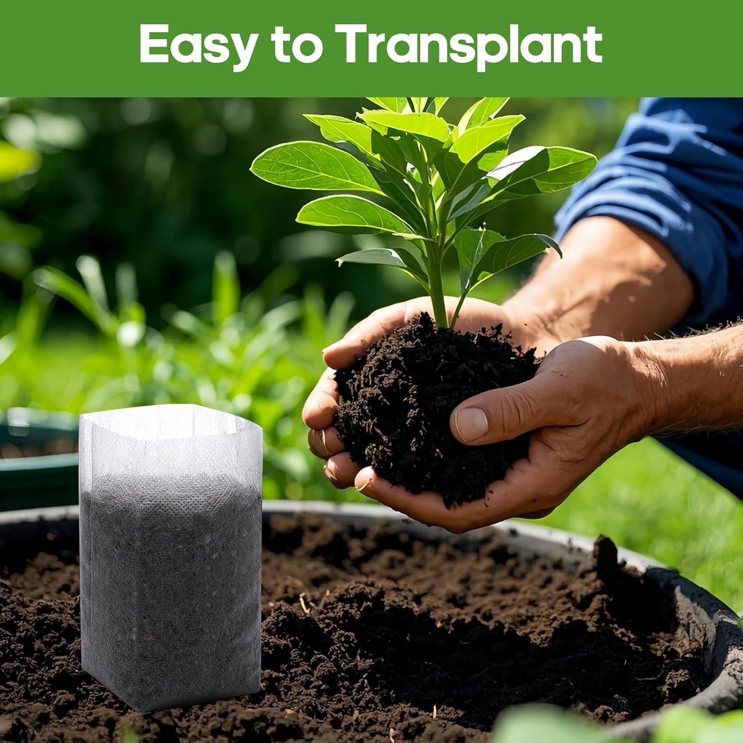 Plant Grow Bags 5.5"x6.3"200pcs Biodegradable Planting Bags Seed Starter Pots Non-Woven Seedling Nursery Pots Home Garden Supply for Vegetable Flower Fruit Tree