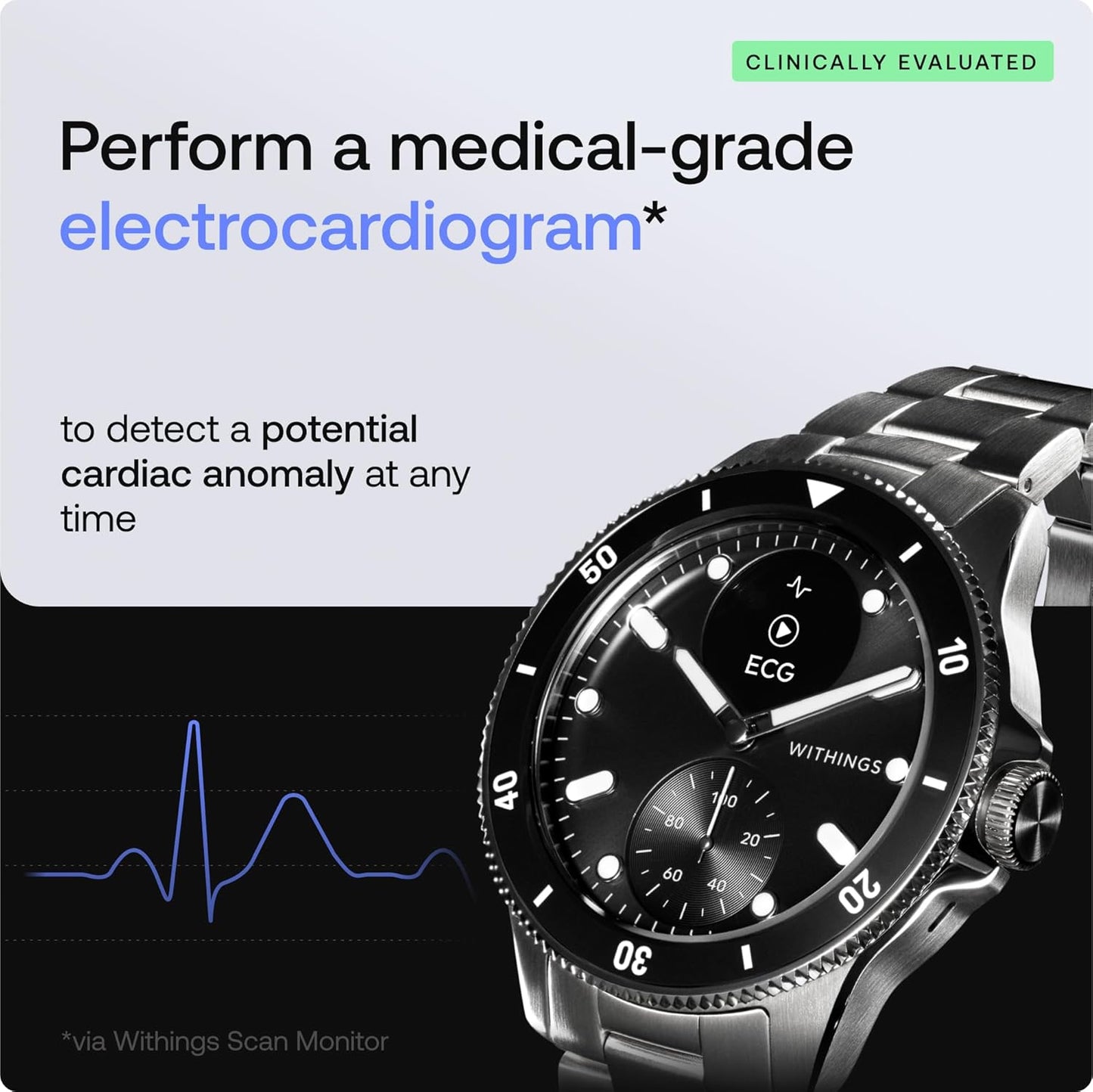 Withings Scanwatch Nova - Heart Health Hybrid Smart Watch for Men & Women - SPO2, Temperature Monitoring, Sleep, Respiratory Health, Cycle Monitoring, 30-Day Battery Life, Apple iOS/Android