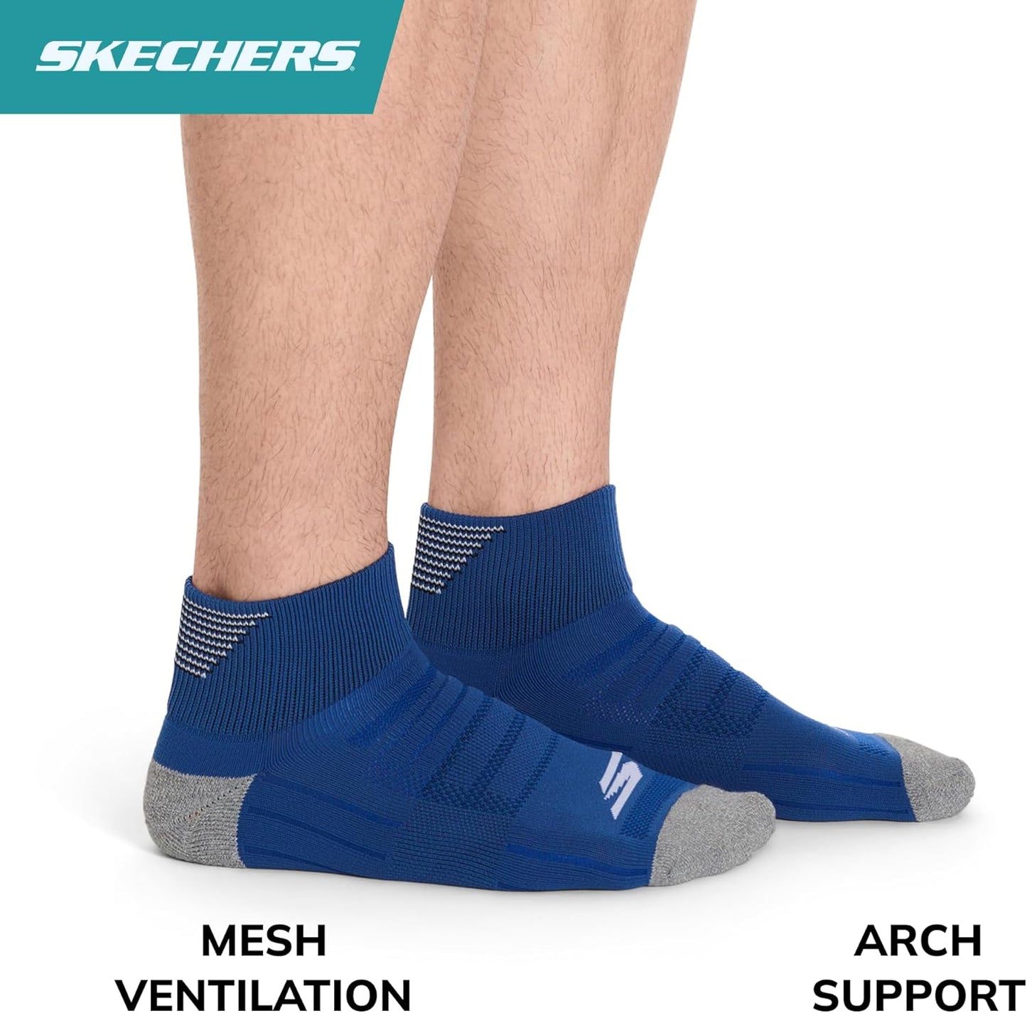 Skechers Men's 3-pack Performance Golf Quarter Crew Socks, Odor Control & Mesh Ventilation
