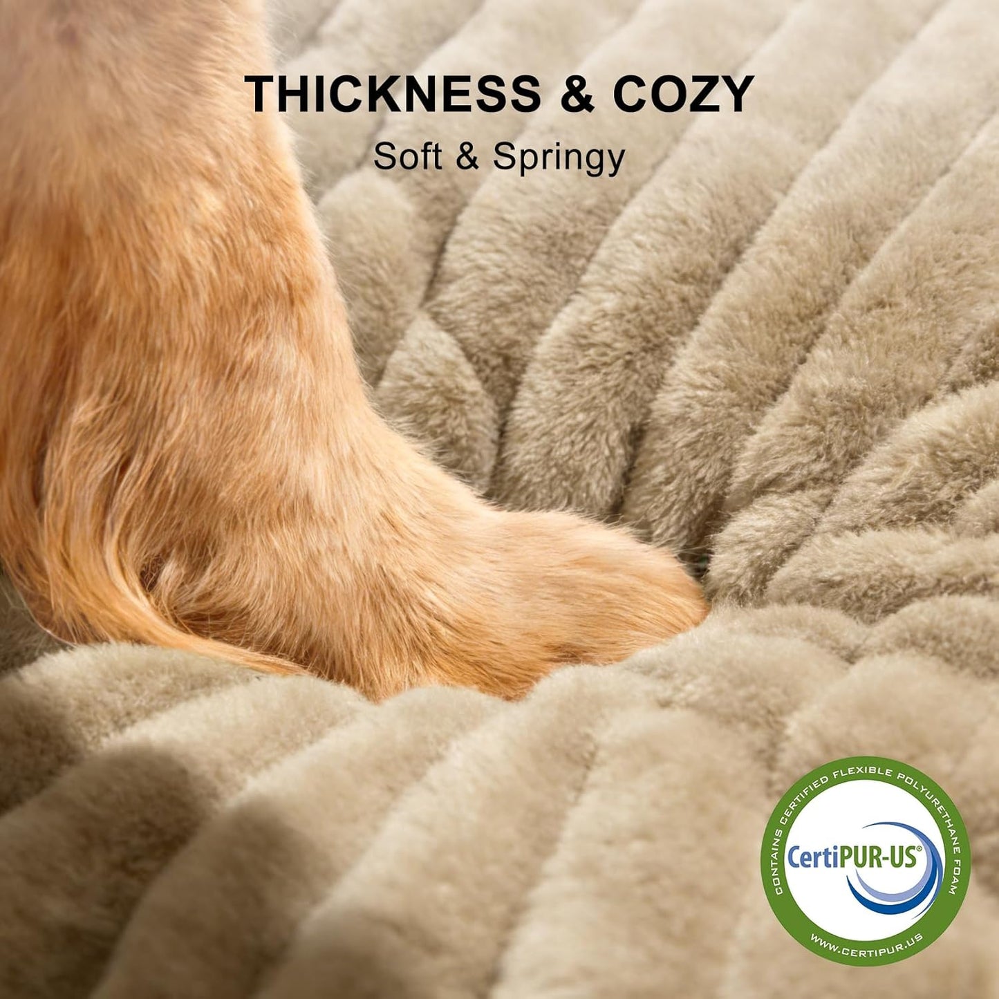 FURTIME Dog Bed Medium Size Dog, Washable Orthopedic Pet Bed with Removable Cover, Rectangle Soft Calming Sleeping Puppy Bed Durable Pet Cuddler with Anti-Slip Bottom, Beige, M Plus (30"x24"x8")