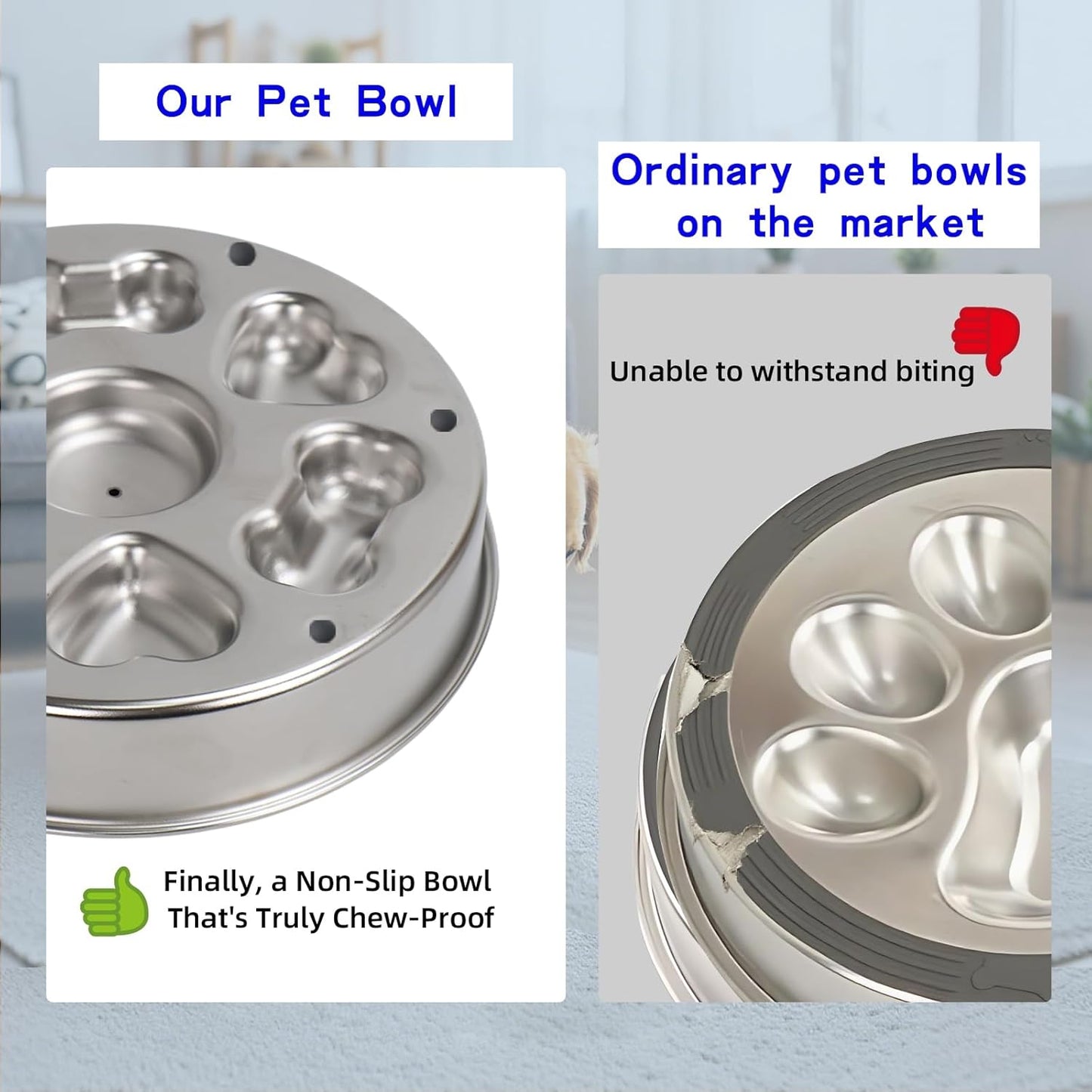 Slow Feeder Dog Bowl Stainless Steel - Double-Sided Rotating Puzzle Design, 2 Cup Capacity for Medium & Large Dogs, Anti-Choking, Non-Slip Base, Dishwasher Safe