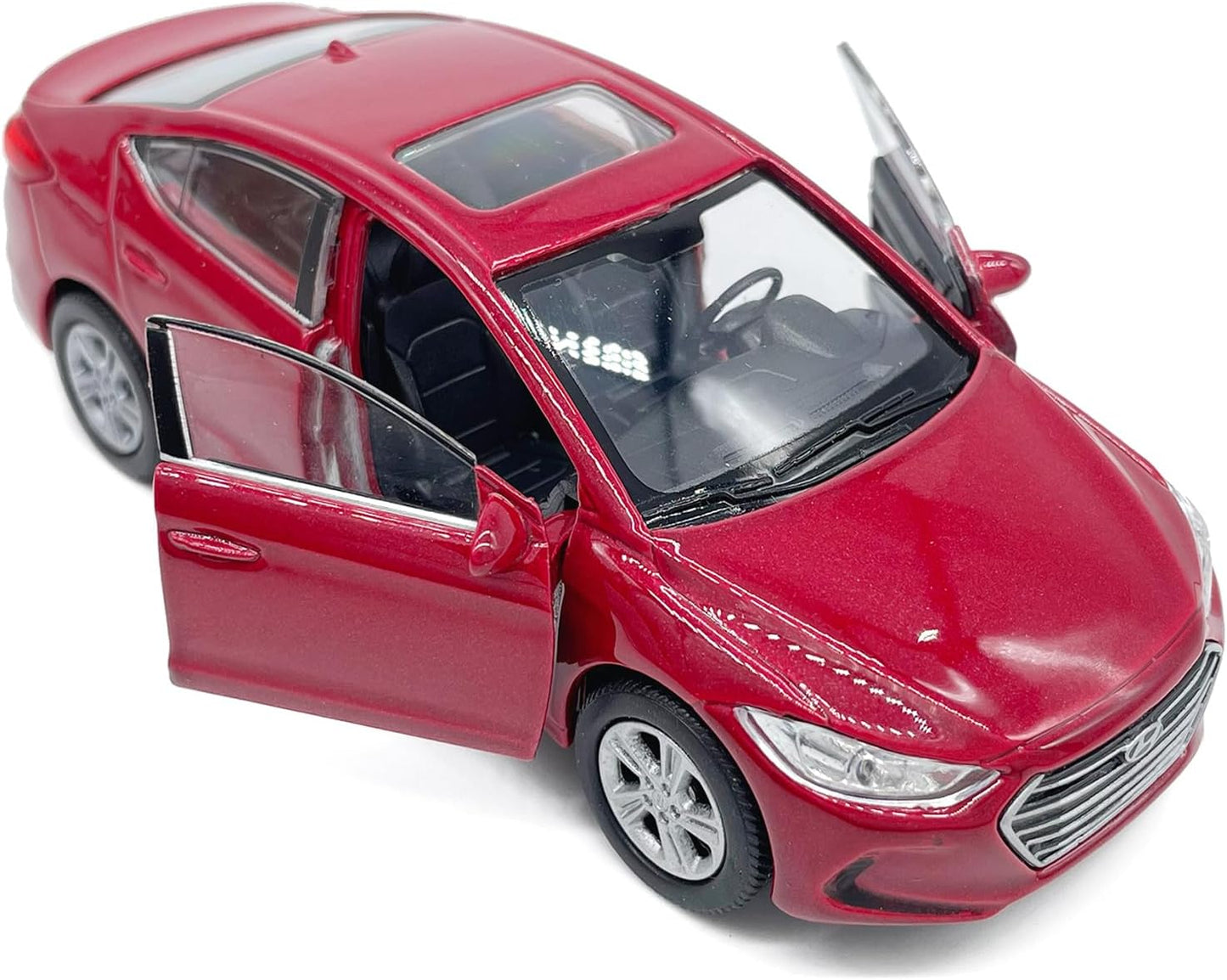 1:36 Scale Elantra Toy Car Model Metal Diecast Toy Vehicle, Doors Open Pull Back, Toys for Boys 3 4 5 6 7 Year Old Toddler Kids Gifts, Men Collection, Home Office Décor Cake Topper, Red