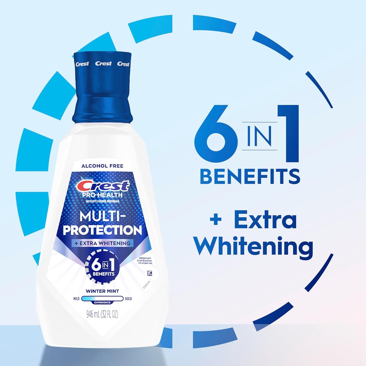 Crest Pro-Health Advanced Mouthwash, Alcohol Free, Extra Whitening, Energizing Mint Flavor, 946 mL (32 fl oz)