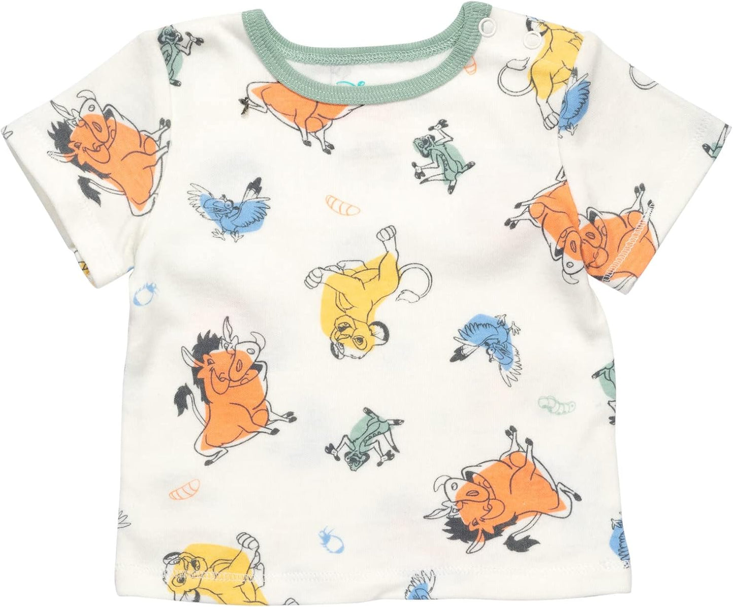 Disney Baby French Terry Short Overalls, T-Shirt and Hat 3 Piece Outfit Set Newborn to Infant Sizes (0-24 Months)