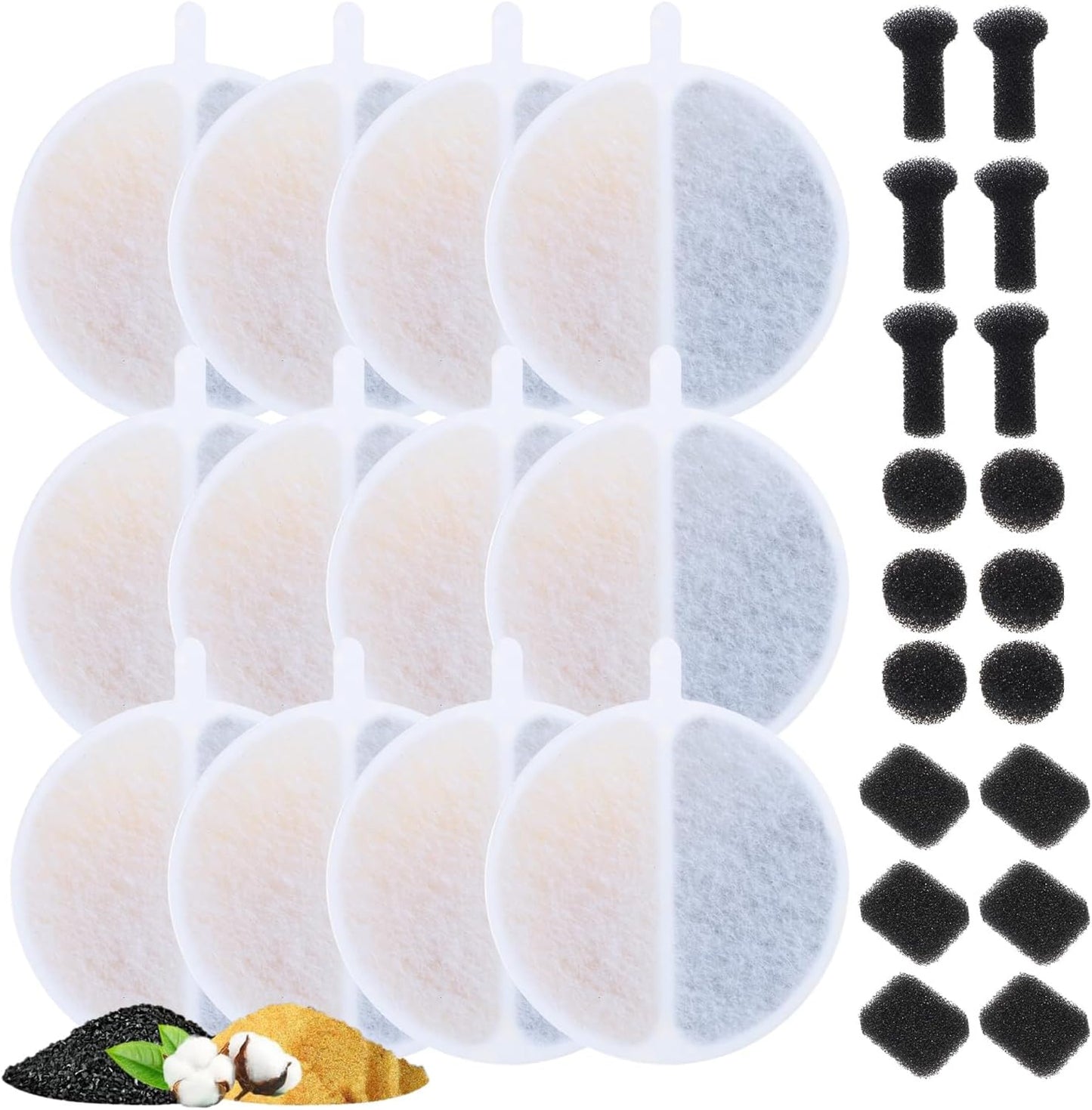 15/30pcs Replacement Filter Dogs Cats Water Drinking Fountain Replaces For Pet Water Fountain Easily To Install&Maintain Cats Filter And Sponges Pet Replacement Round