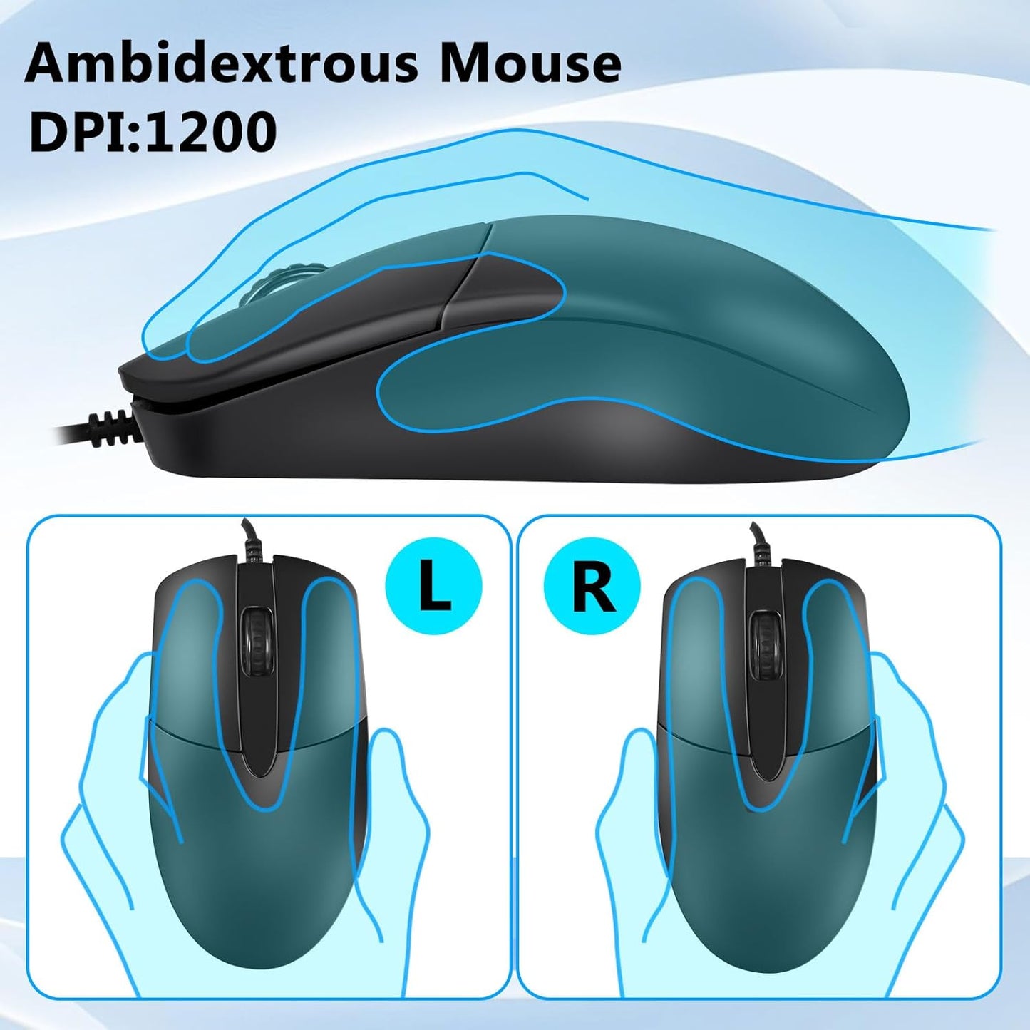 Redragon Wired Keyboard and Mouse Combo, Full-Size Spill Resistant Large Print Quiet Computer Keyboard and Optical USB Wired Mouse, Plug and Play for Windows PC, Mac OS Desktop/Laptop - Black