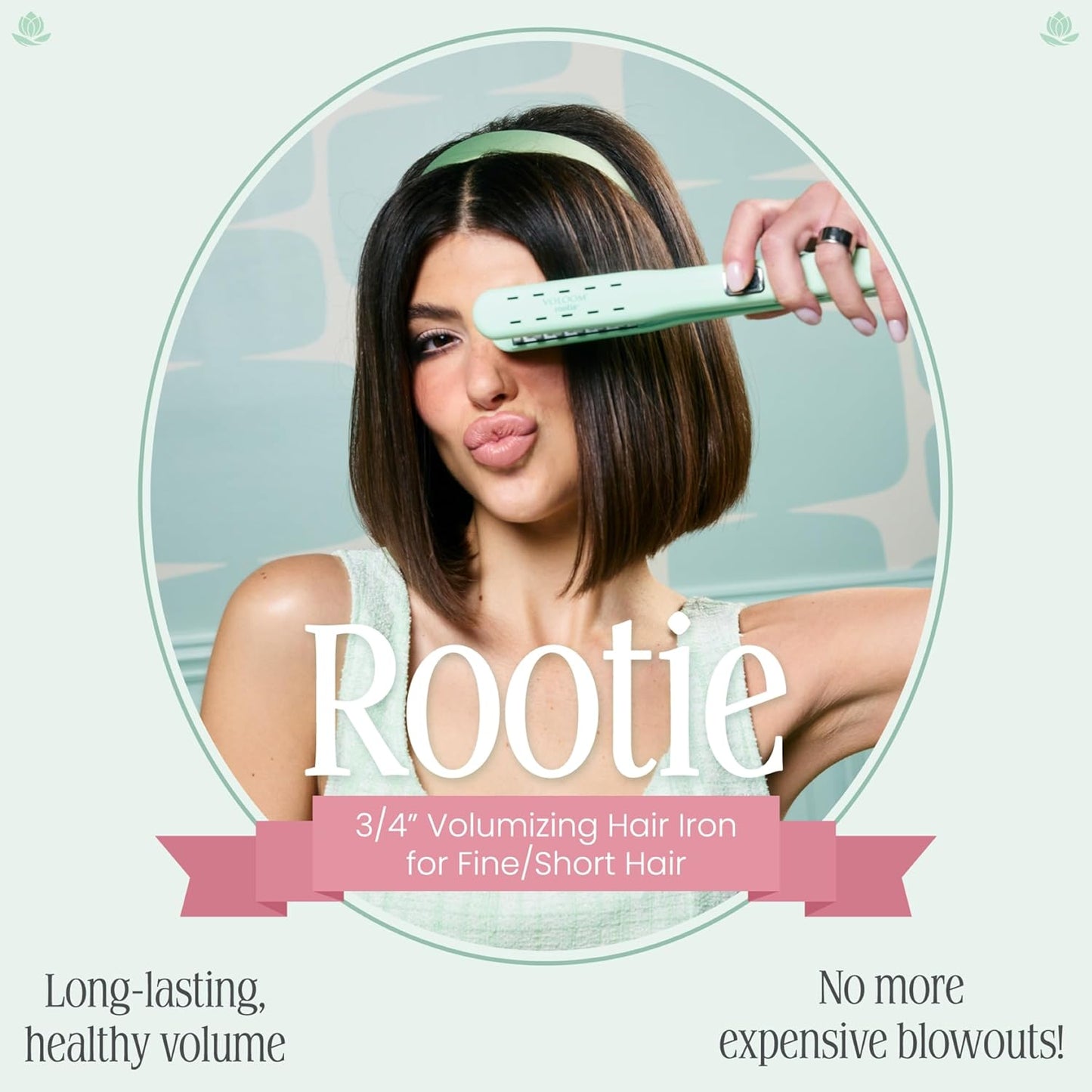 Voloom Rootie 3/4” Inch Professional Volumizing Ceramic Hair Iron | Lasting Hair Volume | for Short Or Thin Hair | Adjustable Temp | Auto Shut-Off