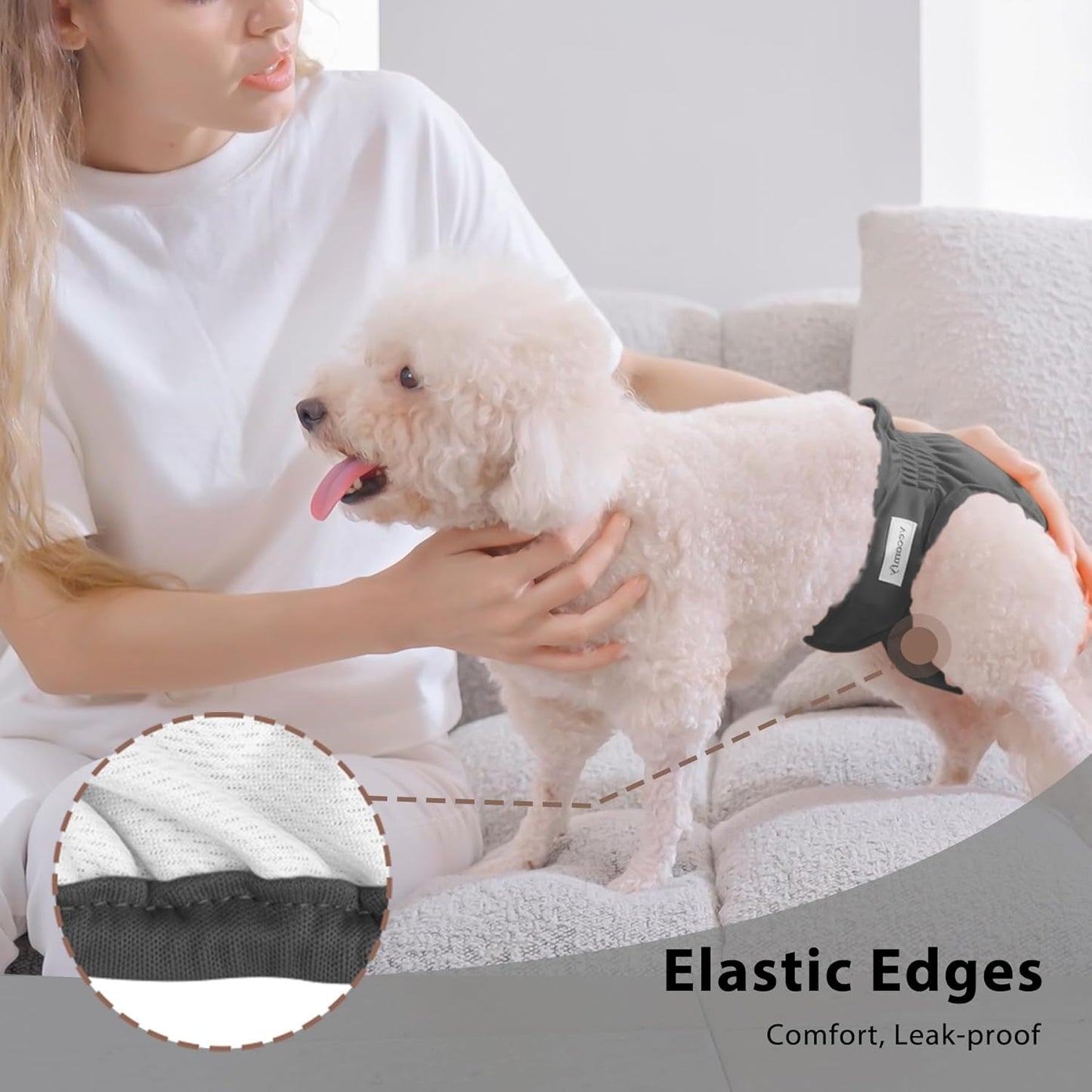 Reusable Female Dog Diapers for Medium Dogs,(4 Pack) Easy Absorbent Large Doggie Diapers for Peeing,in Heat,Doggie Period Panties,Dark Colors,L