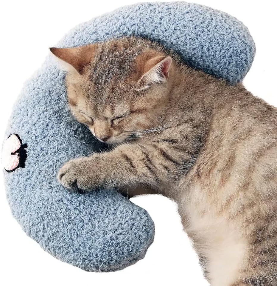 Les Arbres Fair Little Pillow for Cats, Ultra Soft Fluffy Pet Calming Toy Half Donut Cuddler for Joint Relief Sleeping Improve Machine Washable