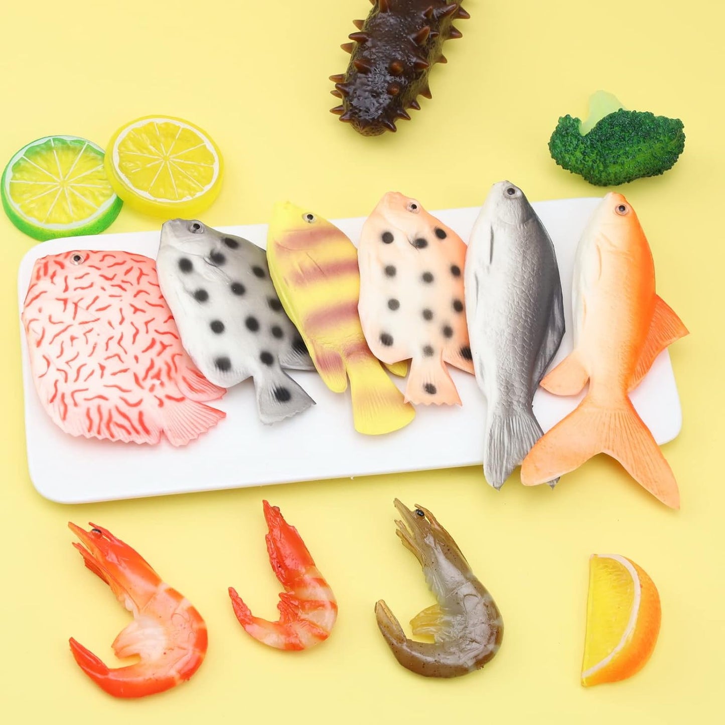 Gresorth 6 PCS MINI Fake Sea Creatures Fish Artificial Toy Food Hanging Model Realistic for Home Party Kitchen Christmas Decoration