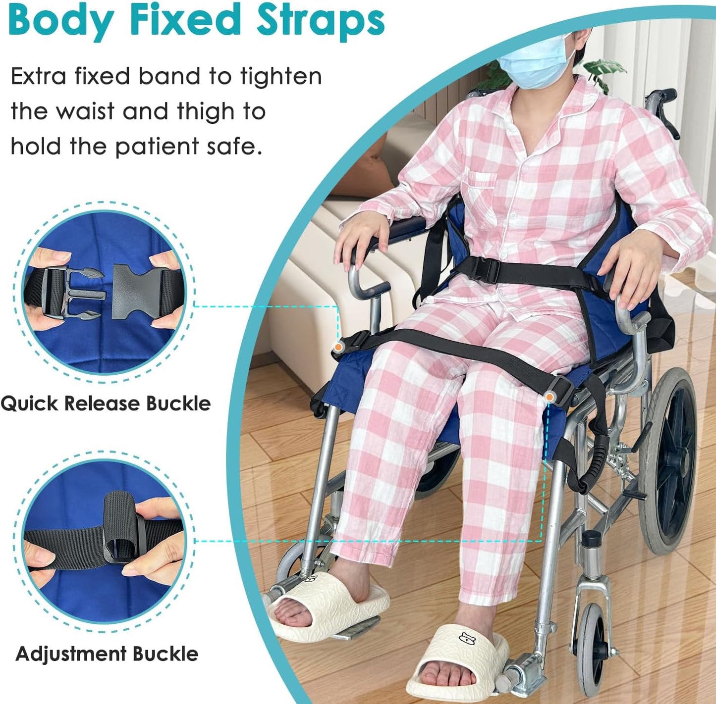 Patient Lift Transfer Belt from Bed to Wheelchair Stair Transfer Emergency Evacuation Chair Pad Safety Medical Lifting Sling Slide Board Transferring for Elderly, Disabled, Adults (Blue - 4 Handles)