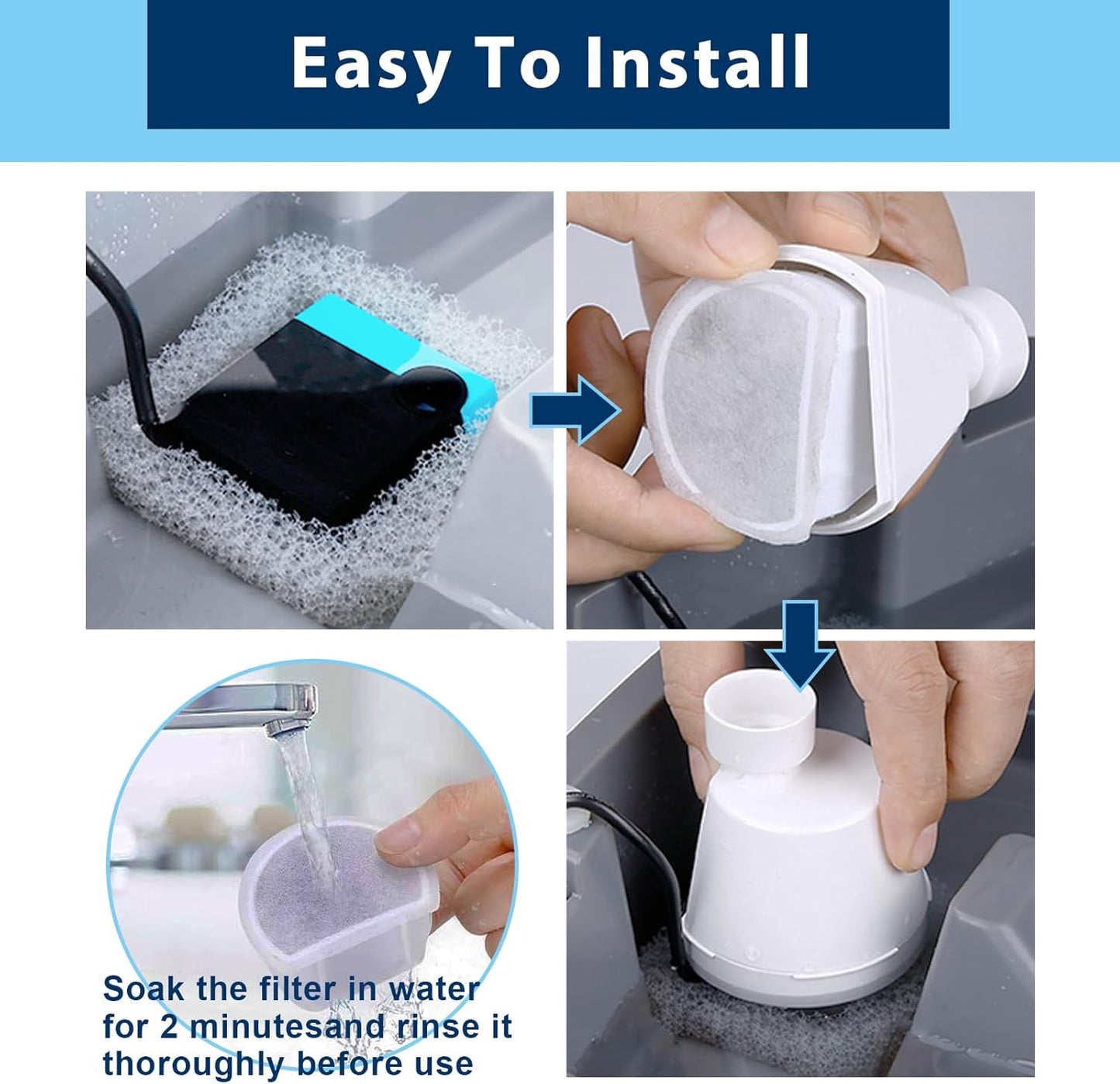 24PCS Cat Water Fountain Filter, 12 Carbon Pet Fountain Filters and 12 Foam Replacement Filters for Petsafe Fountain, Compatible with Drinkwell Fountain Filters for Avalon Pagoda etc