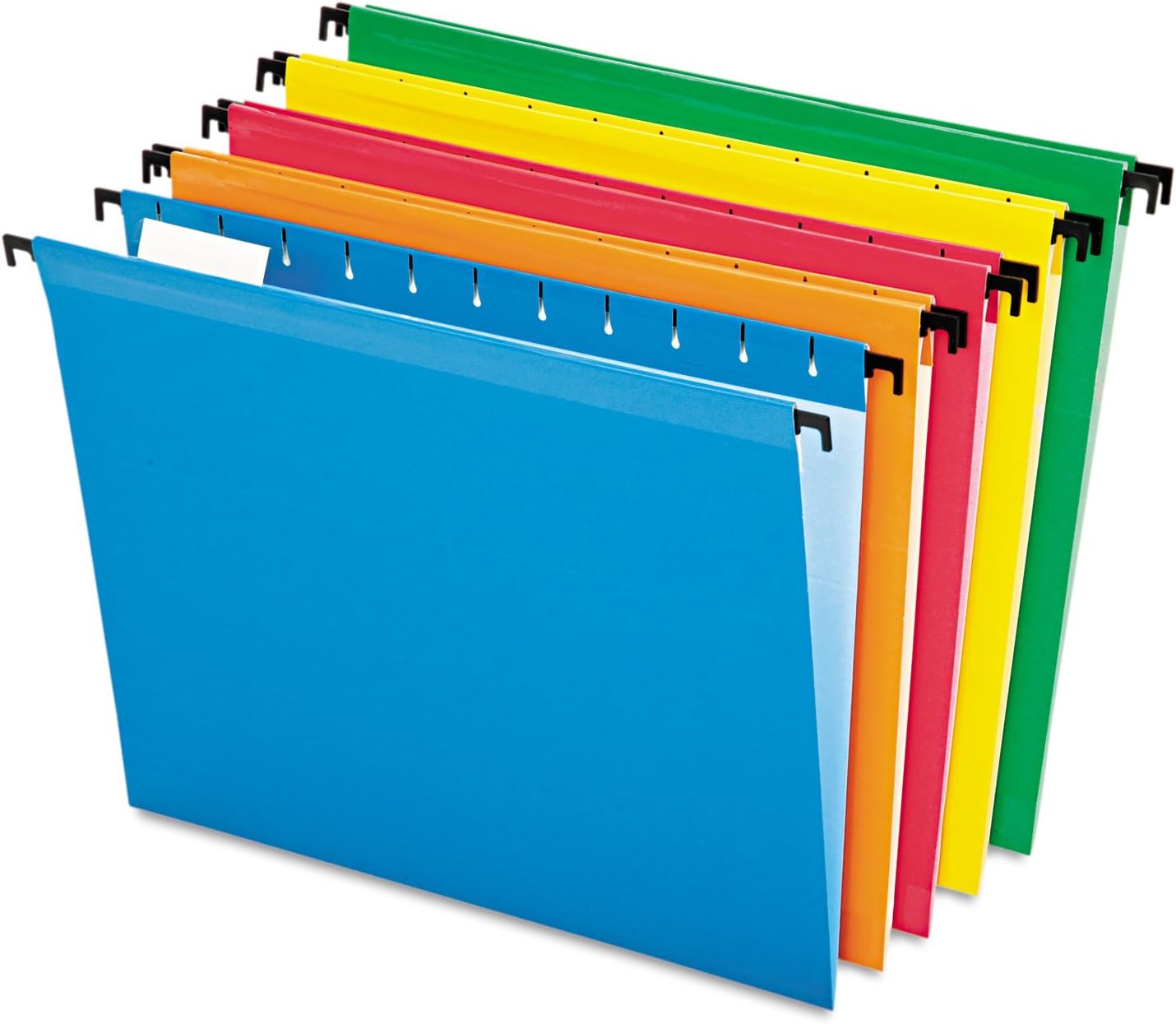 Pendaflex SureHook Reinforced Hanging Folders, Letter Size, Assorted Colors, 1/5 Cut, 20/BX (6152 1/5 Asst)