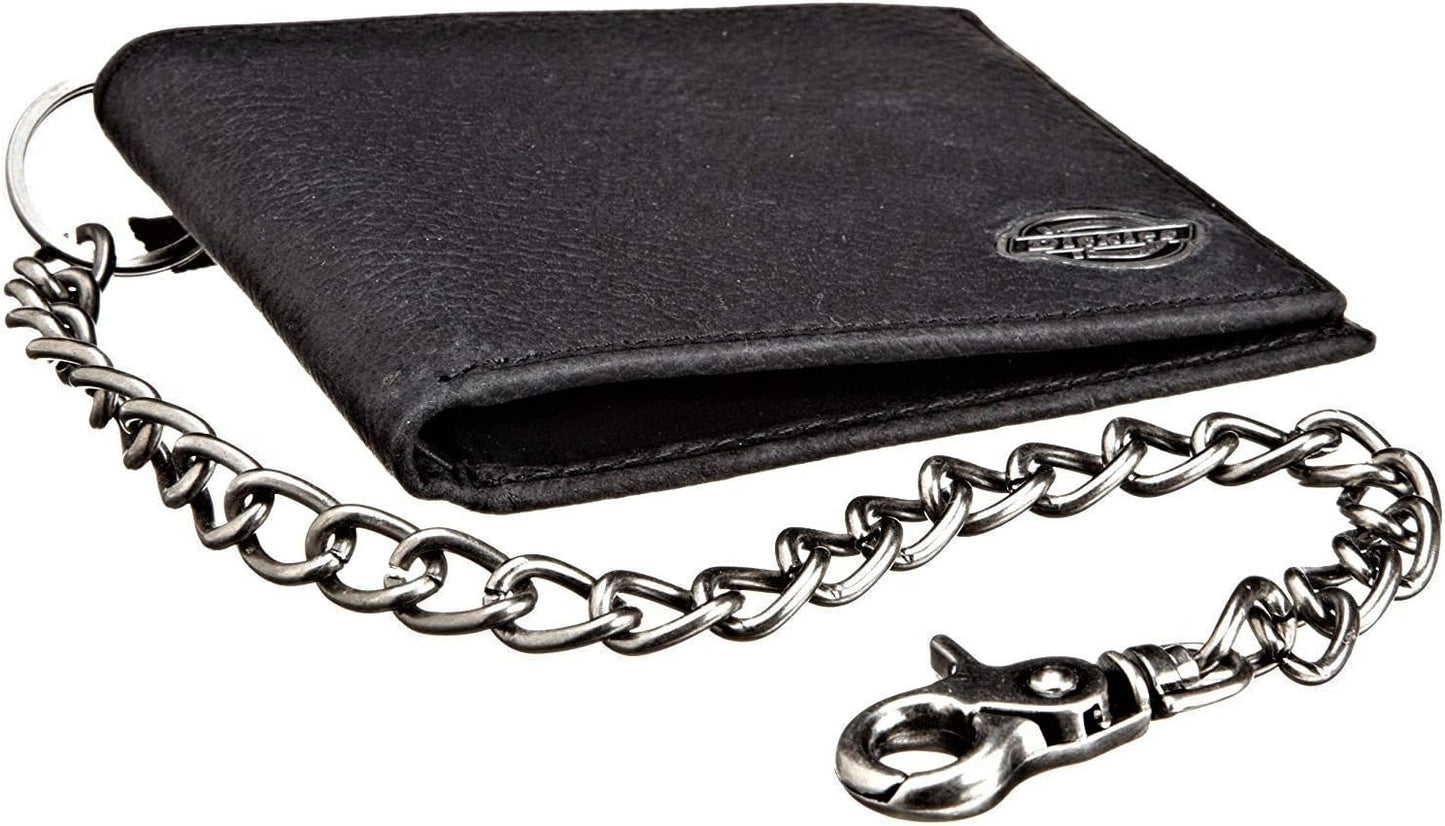 Dickies Men's RFID Everyday Leather Bifold Chain Wallet Black
