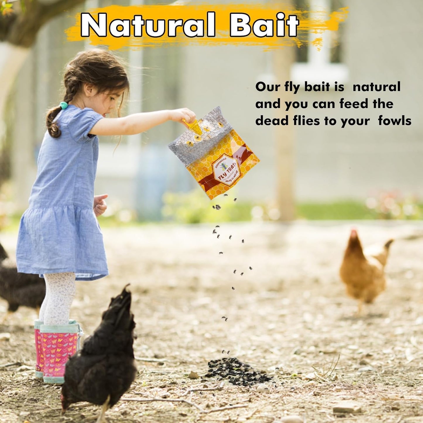 8 Pack Big Fly Traps Outdoor Hanging for Patio, Flies Bags Outdoor Disposable with 50g Bait, Bug Fly Hunter Catcher Killer Control for Barn Horse Ranch Chicken Coop