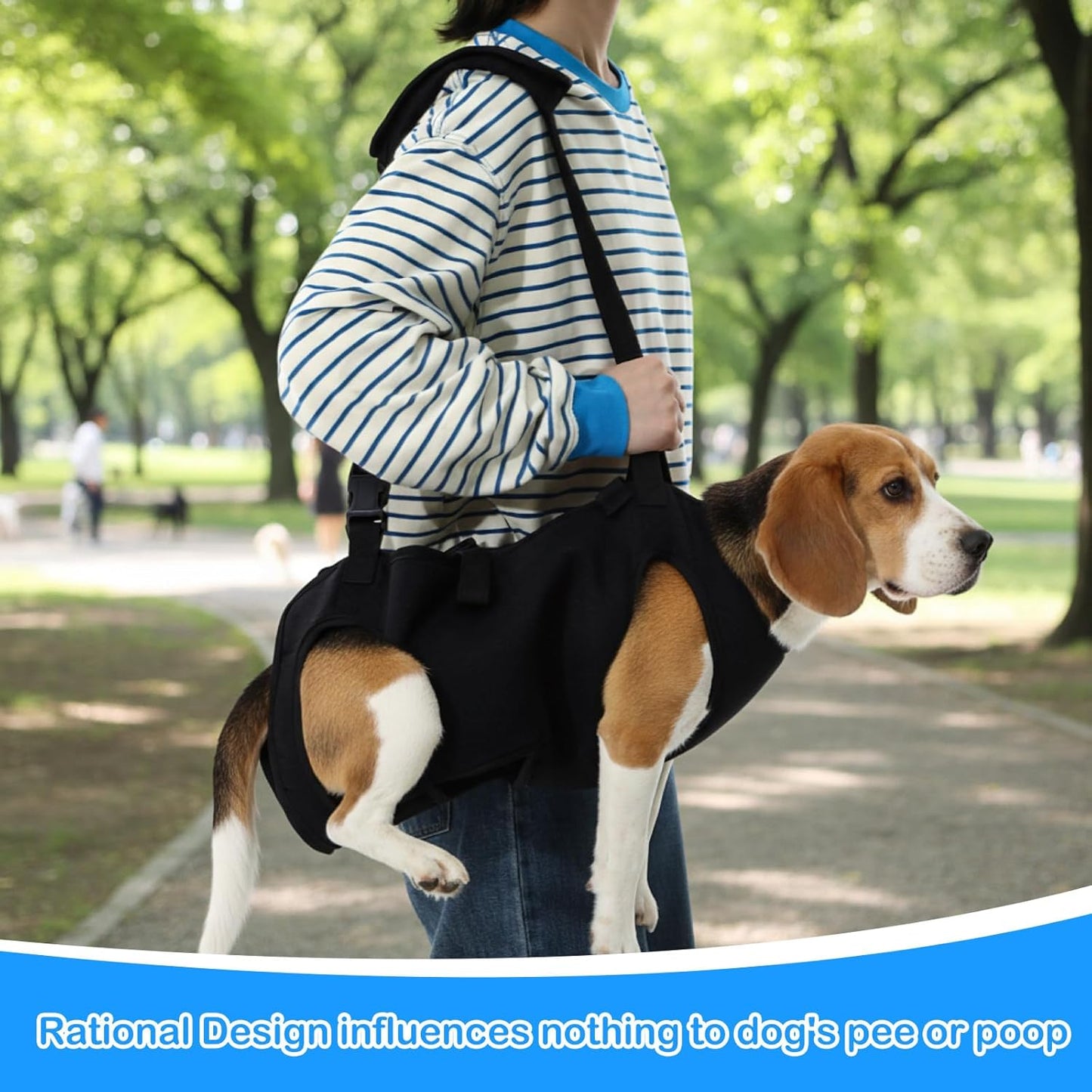 Dog Carry Sling Emergency Backpack Pet Legs Support and Rehabilitation Dog Lift Harness Adjustable Lifting Straps Carrier for Senior Dogs Joint Injuries, Arthritis, Hiking, Skiing, Black(S)
