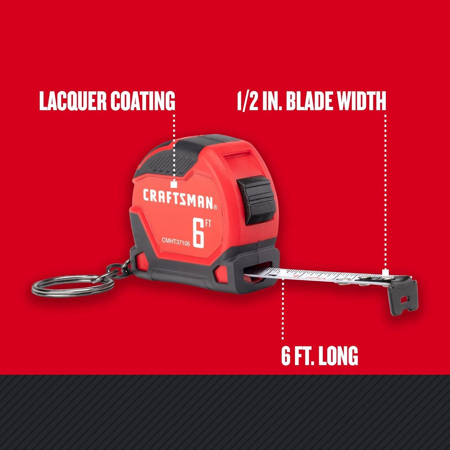CRAFTSMAN Keychain Tape Measure, 6 FT (CMHT37106G)