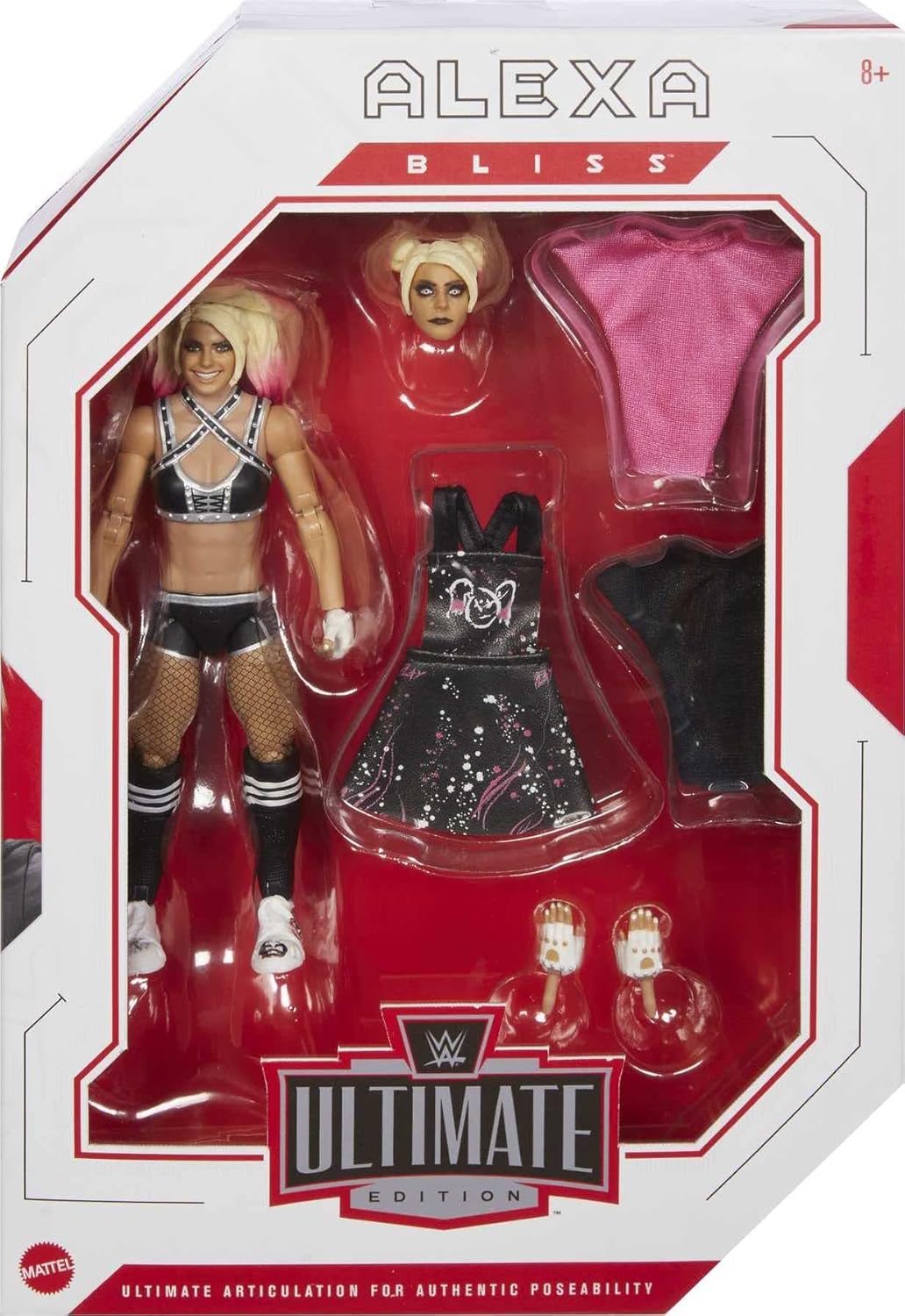 Mattel WWE Ultimate Edition Action Figure & Accessories Set, Alexa Bliss 6-inch Collectible with 30 Articulation Points, Swappable Pieces & Entrance Gear
