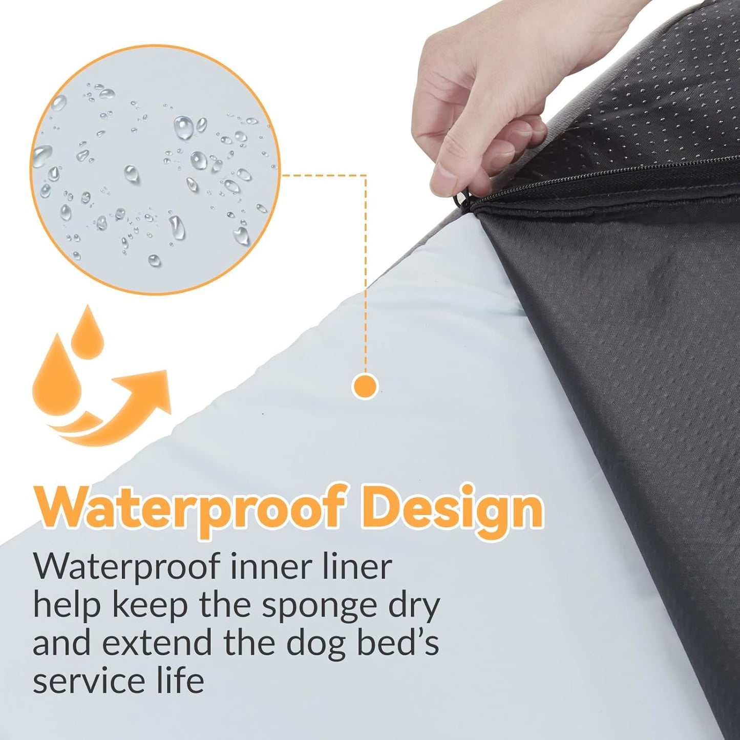 Orthopedic Dog Bed for Large Sized Dogs Waterproof Memory Foam Pet Beds with Nonskid Bottom Washable Dog Couch Bed with Washable Removable Cover Light Grey