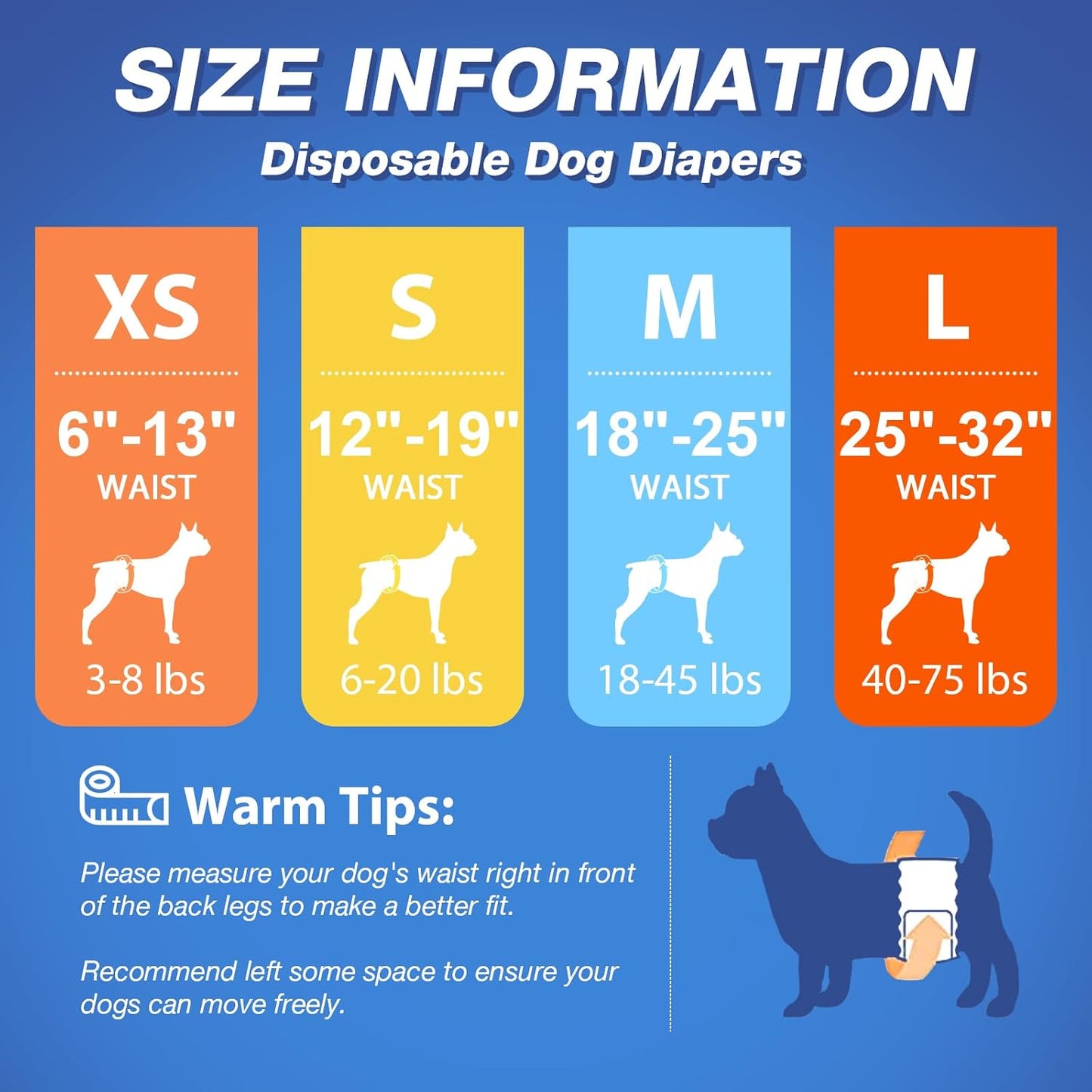 Pet Soft Male Dog Wraps - Disposable Dog Dipaers Male Wetness Indicator, Ultra Absorbent Puppy Diapers for Excitable Urination or Incontinence, 20pcs Small
