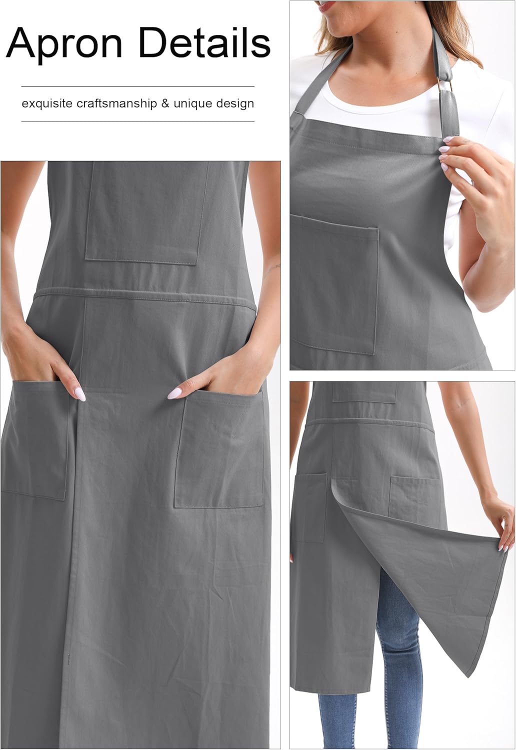 Nanxson Pottery Apron Split Leg Long Artist Painting Apron with 3 Pockets & Adjustable Buckle for Ceramic Wheel DIY Art