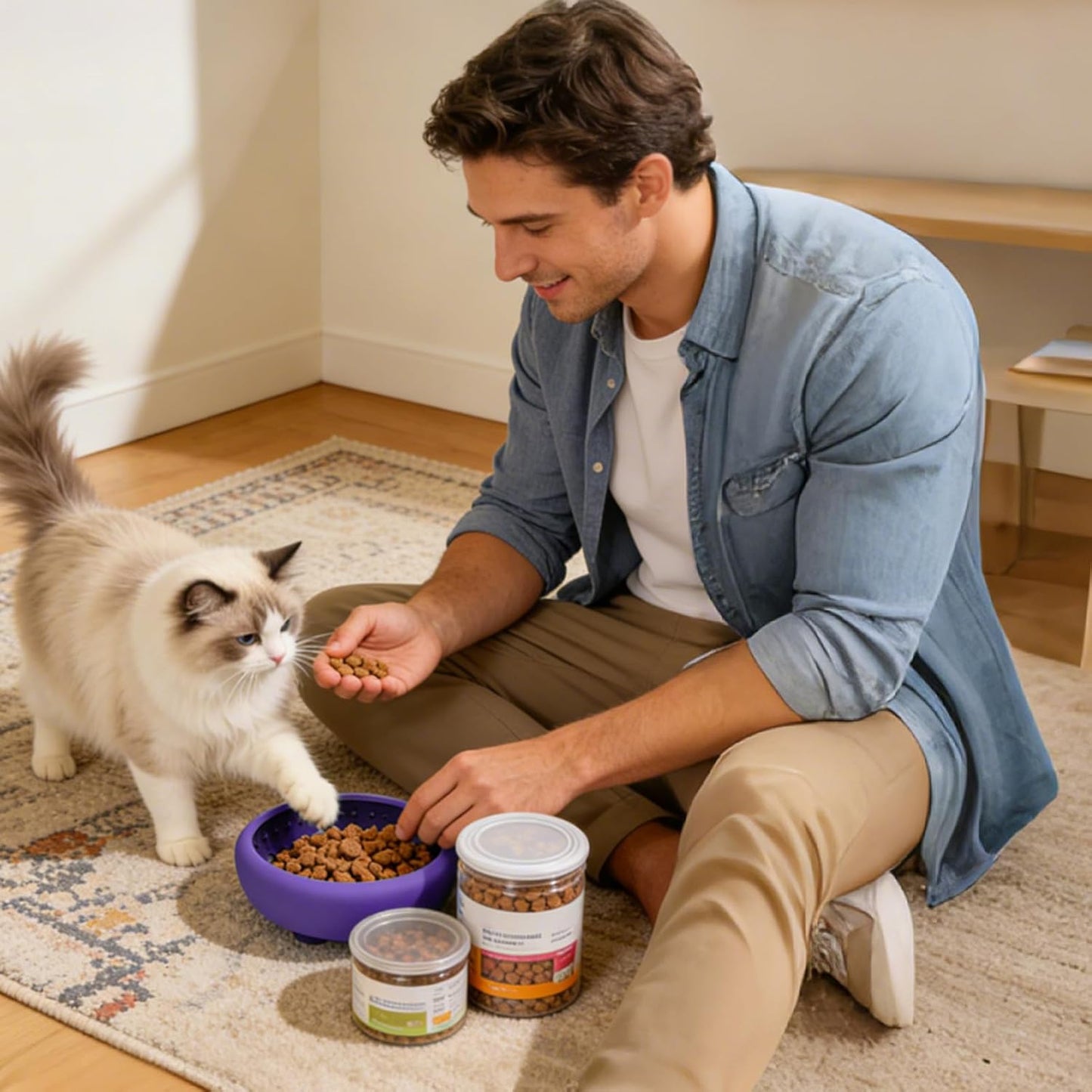 Slow Feeder Bowl - Silicone Non Slip Pet Dish, Strong Suction Cup Feeder, Sturdy Lightweight Easy Clean, Prevents Fast Eating and Spills, Premium Pet Feeding Tool, Puppy Medium Dog Cat Home