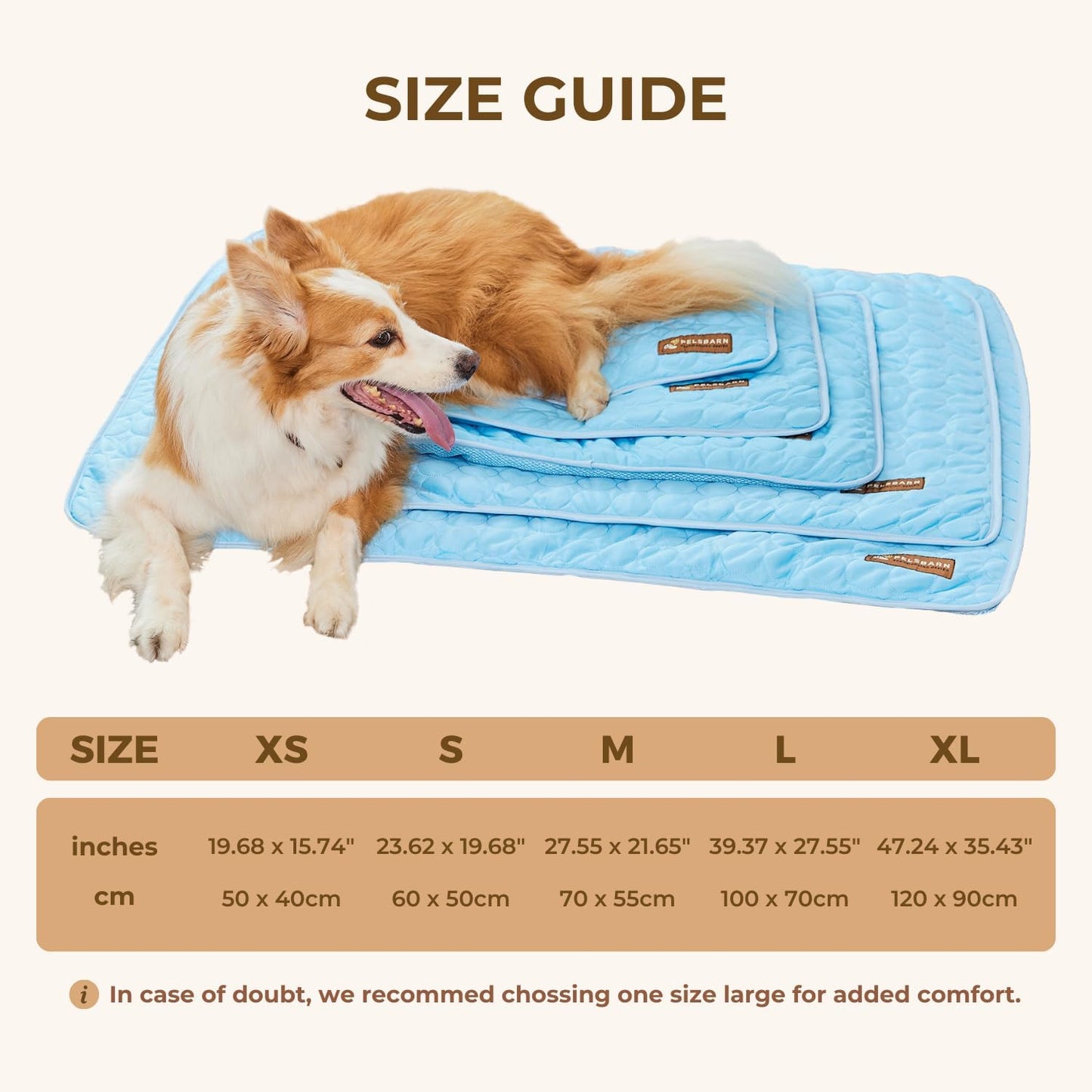 Pelsbarn Dog Cooling Mat- Ice Silk Summer Comfort, Self Cooling, Non-Slip Dog Pad, Durable & Washable, Mat for Medium Dogs 19"" x 25"", Support Shelter Dogs with Every Purchase (Blue)