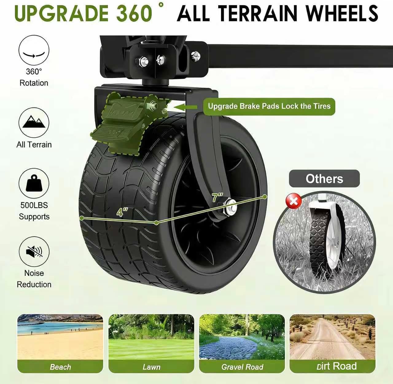 ZENPETIO 49" Collapsible Wagons Carts Foldable with Tailgate, 300L Heavy Duty Folding Wagon Cart with Big All-Terrain Beach Wheels, 500 LBS Capacity Portable Utility Wagon for Garden Outdoor Camping