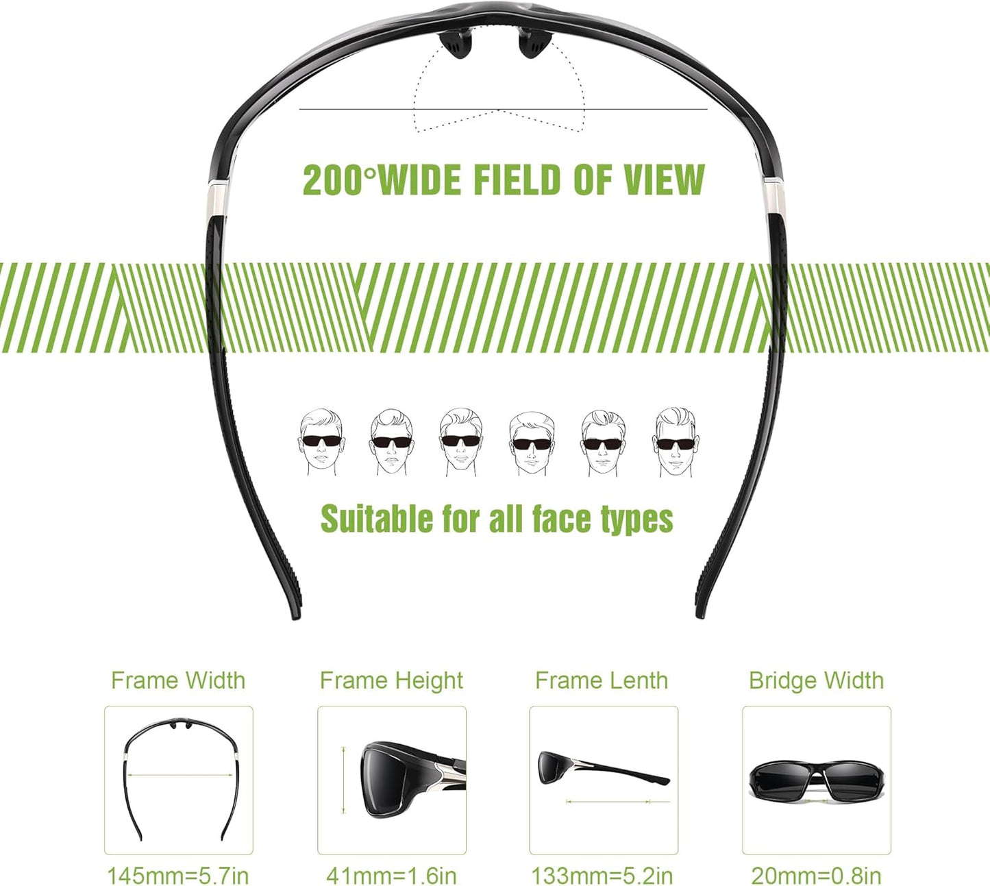 3 Pack Polarized Sports Sunglasses for Men, Mens Sunglasses Wrap Around UV Protection for Cycling Fishing Driving