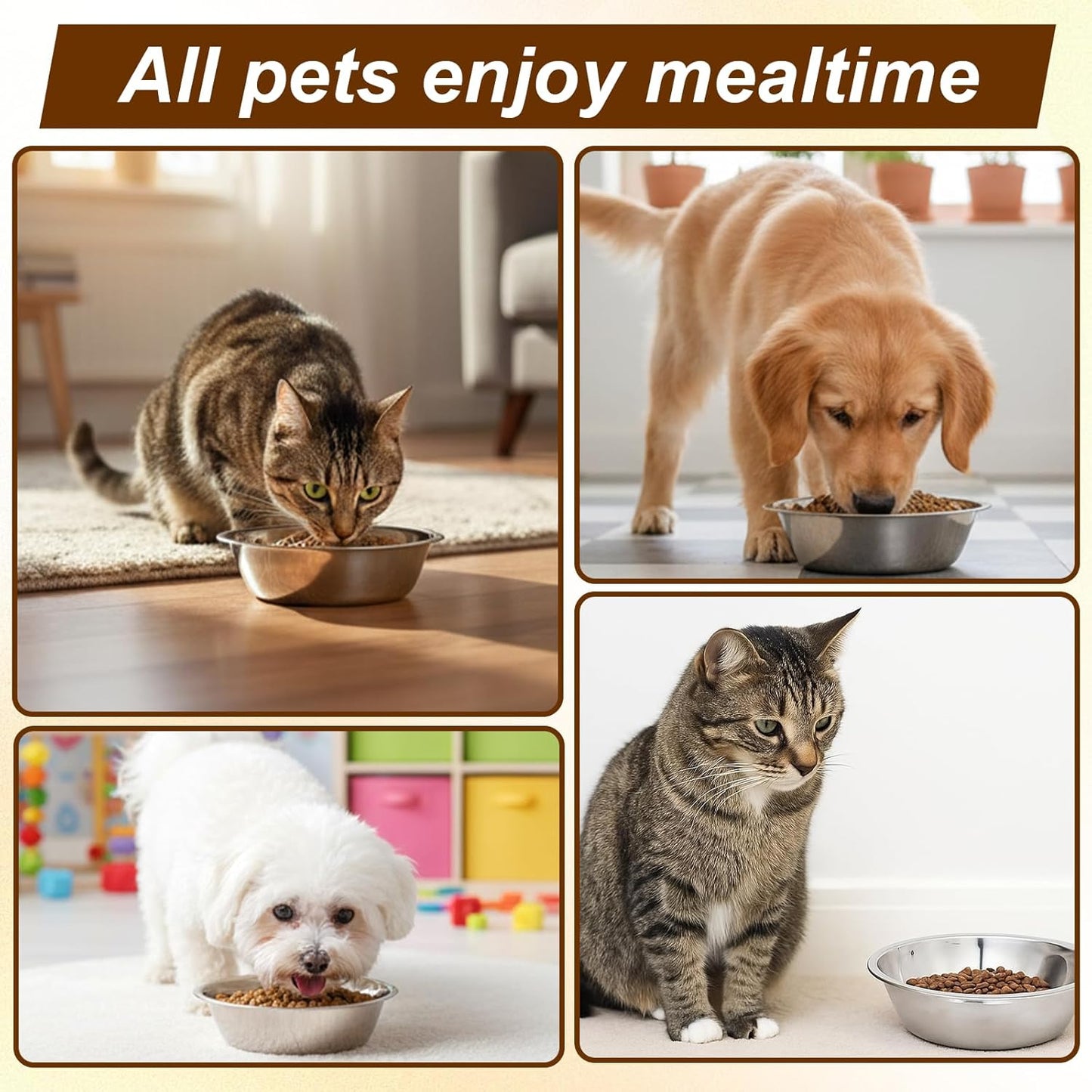 2 Pack Small Stainless Steel Dog Bowls 5 Inch Metal Dog Food Bowls Pet Feed Water Bowl for Large Medium Small Dogs, Thickened Durable Replacement Bowl for Elevated Stand, Kitten, Puppy