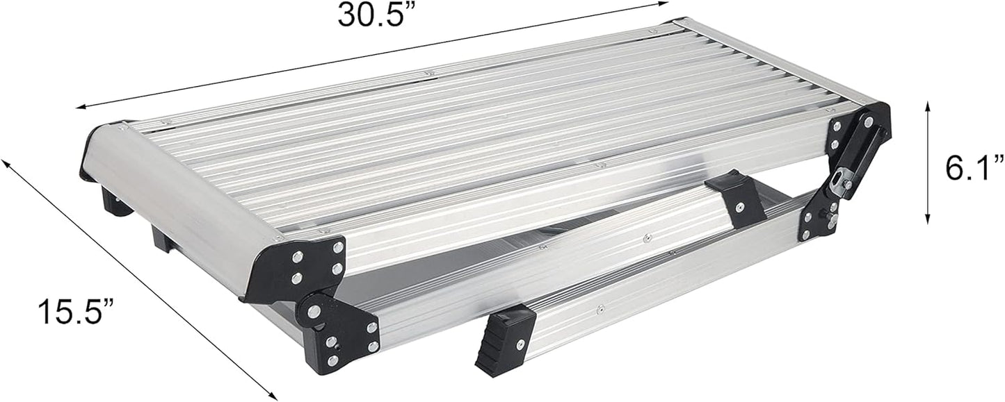 LEADALLWAY Work Platform Aluminum 30"x12"x20" Step Ladder Heavy Duty Foldable Aluminum Platform 330 Lbs Capacity