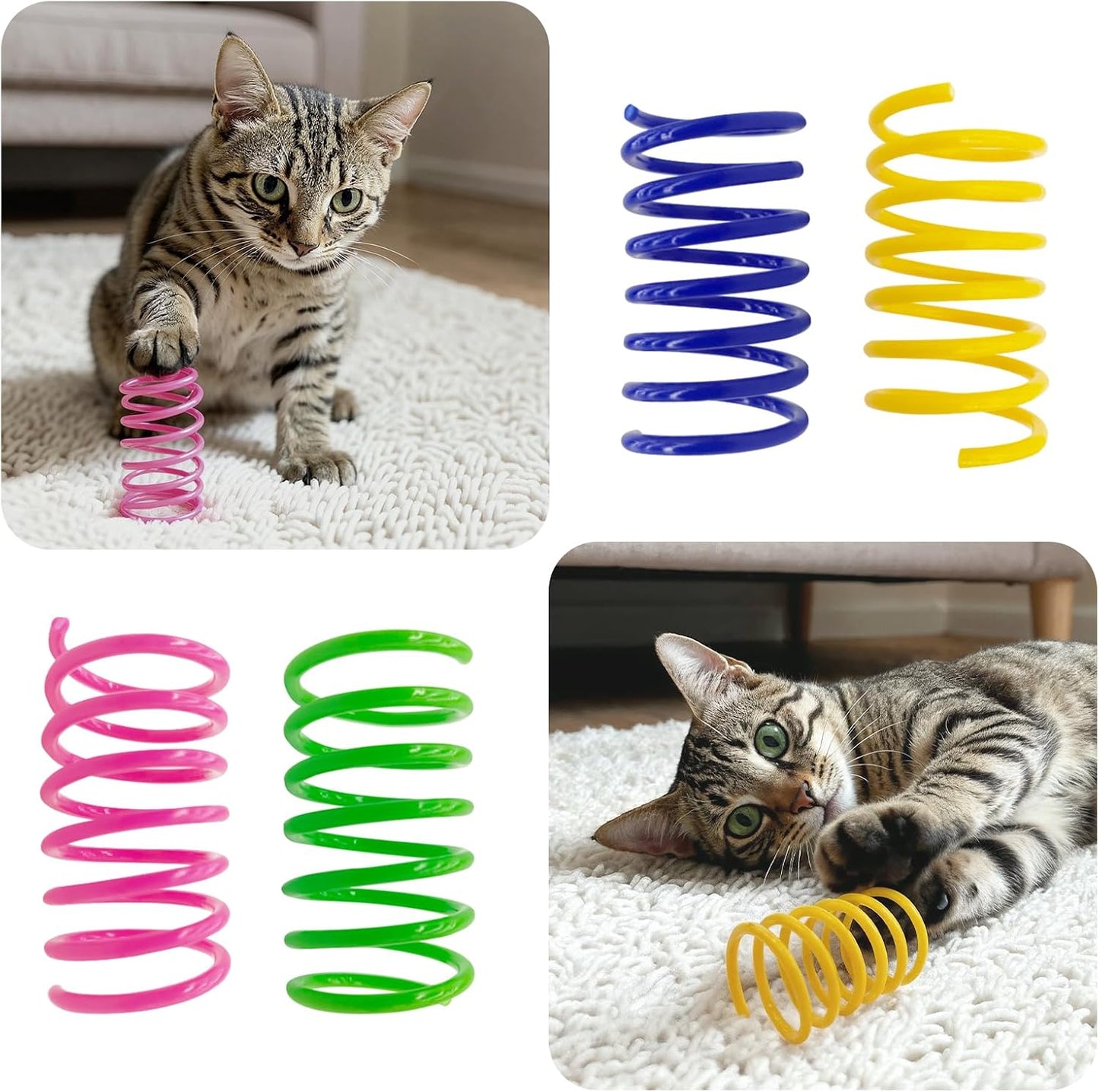 AGYM Cat Toys for Indoor Cats, 30 Pack Interactive Cat Spring Toys, Durable Colorful Plastic Spiral Springs for Kitten Hunt, Swat and Bite, Bulk Cat Toys